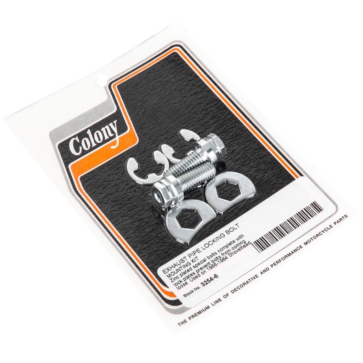 #3254-6 Exhaust Pipe Locking Bolt Mounting Kit 1966-1984 Harley-Davidson Shovelheads - Zinc Plated