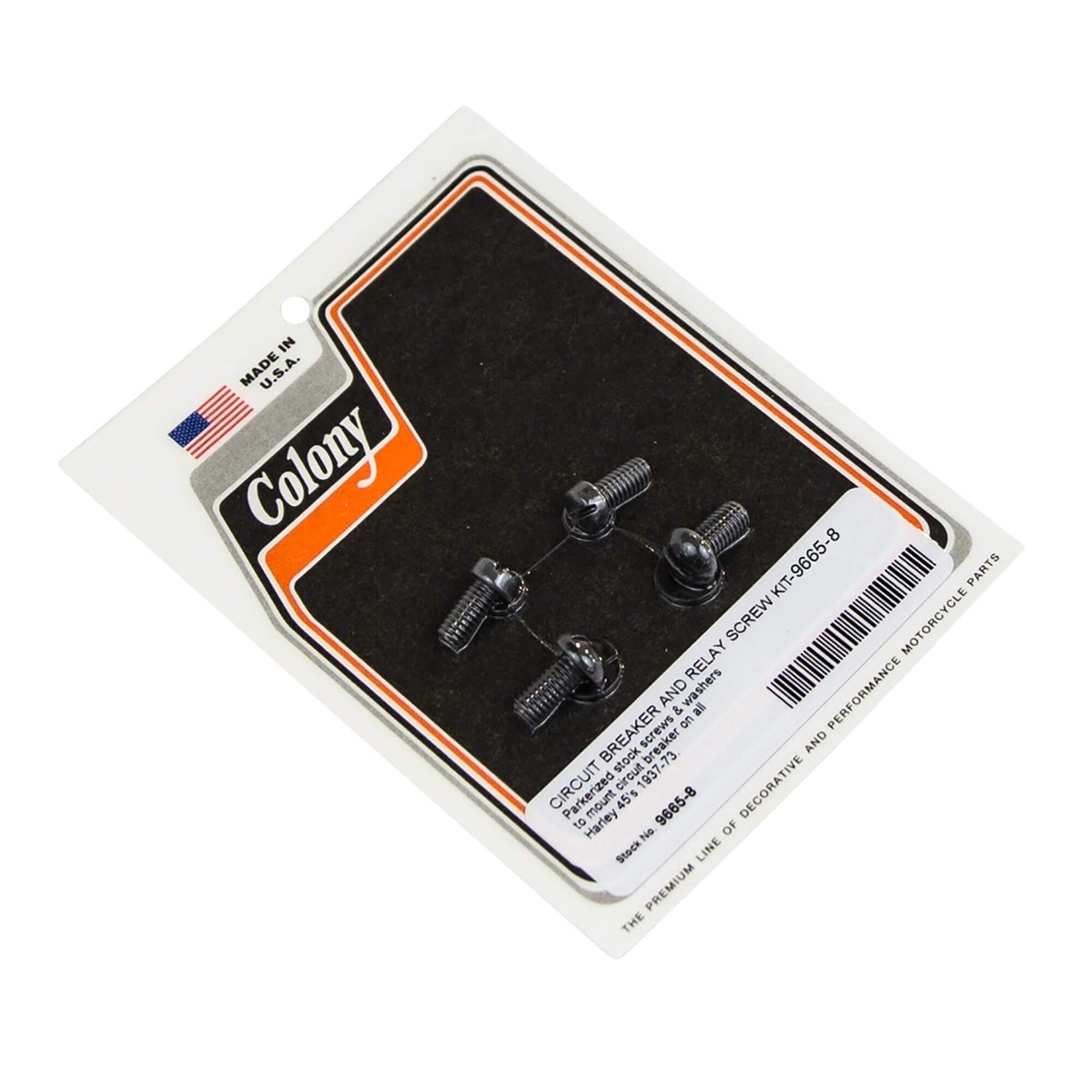 #9665-8 Circuit Breaker & Relay Screw Kit 1937-1973 Harley-Davidson 45's - Parkerized
