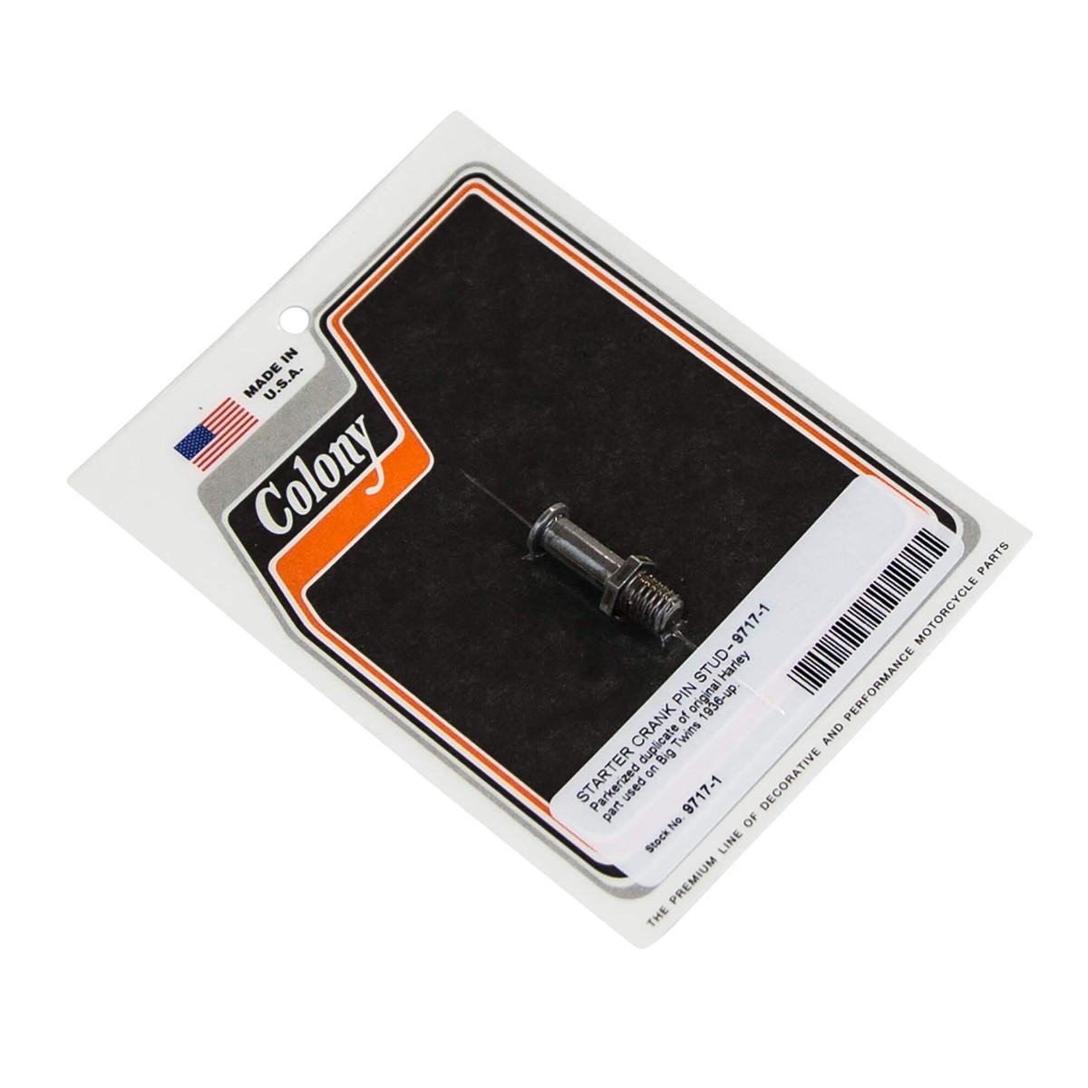 #9717-1 Starter Crank Pin Stud 1936-Up Harley-Davidson Big Twin - Parkerized