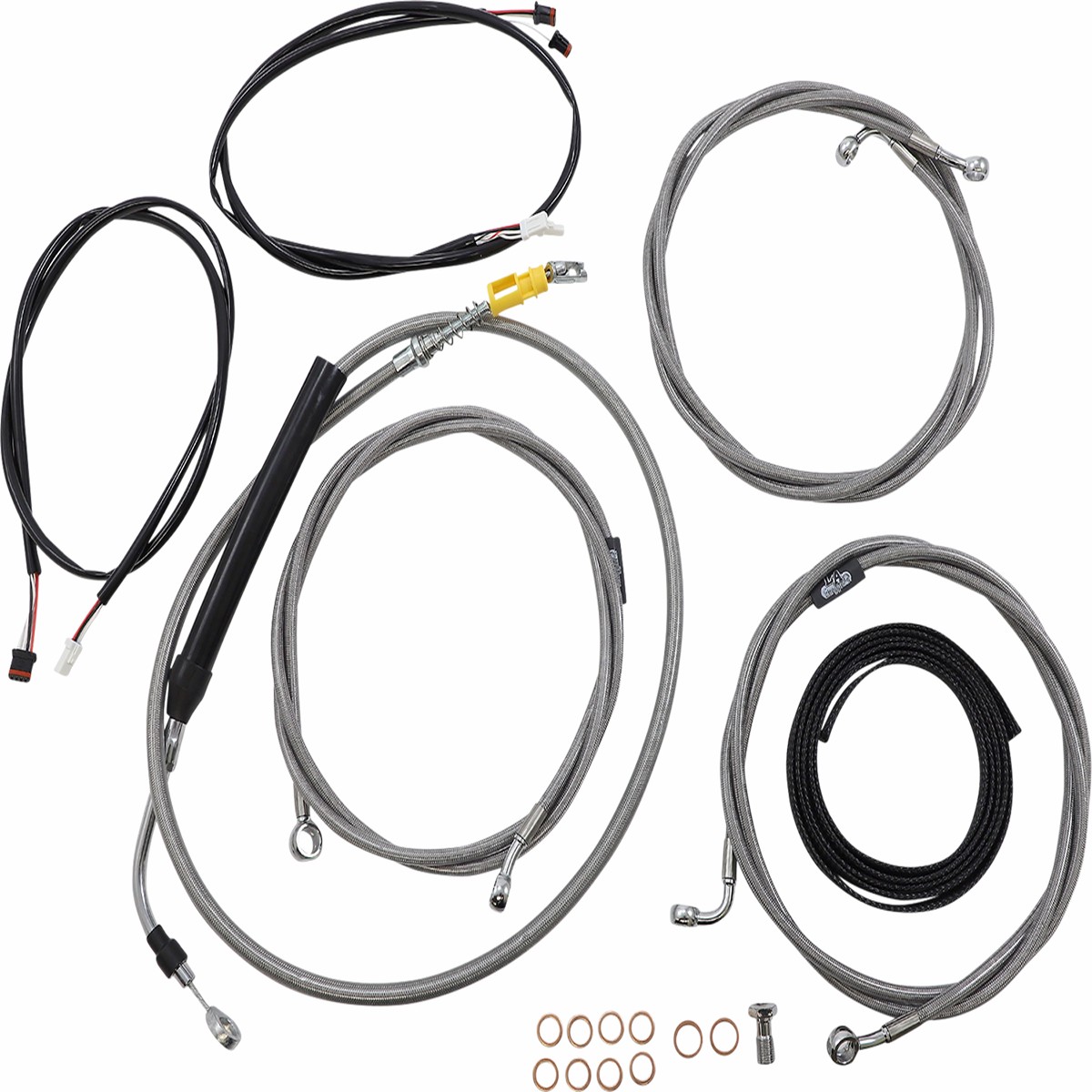 LA CHOPPERS Cable Kit - 12" - 14" Handlebars - ABS - Stainless - FLH '21-'22 - LA-8056KT3-13