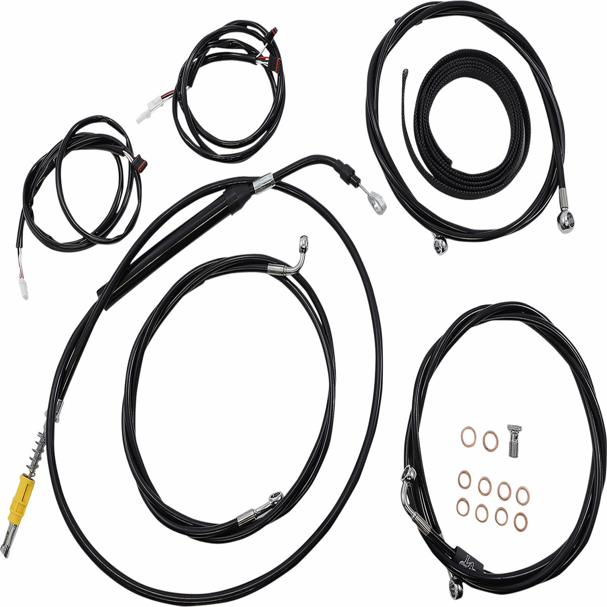 LA CHOPPERS Cable Kit - 18" - 20" Handlebars - ABS - Black - FLH '21-'22 - LA-8056KT3-19B