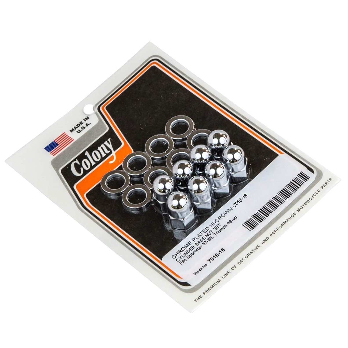 #7018-16 High Crown Cylinder Base Nut Set - 1957-1985 Harley-Davidson Sportster - Chrome Plated