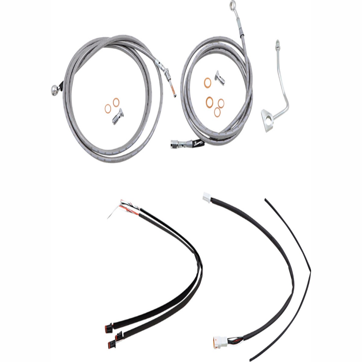 BURLY BRAND Handlebar Cable/Brake Line Kit - Complete - 16" Ape Hanger Handlebars - Stainless Steel - Road Glide '17-'20 - B30-1168