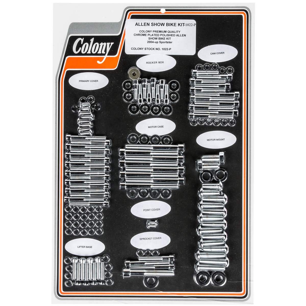 #1022-P Complete Show Bike Kit Smooth Allen Hardware Harley-Davidson 2004-up Sportster - Chrome Plated