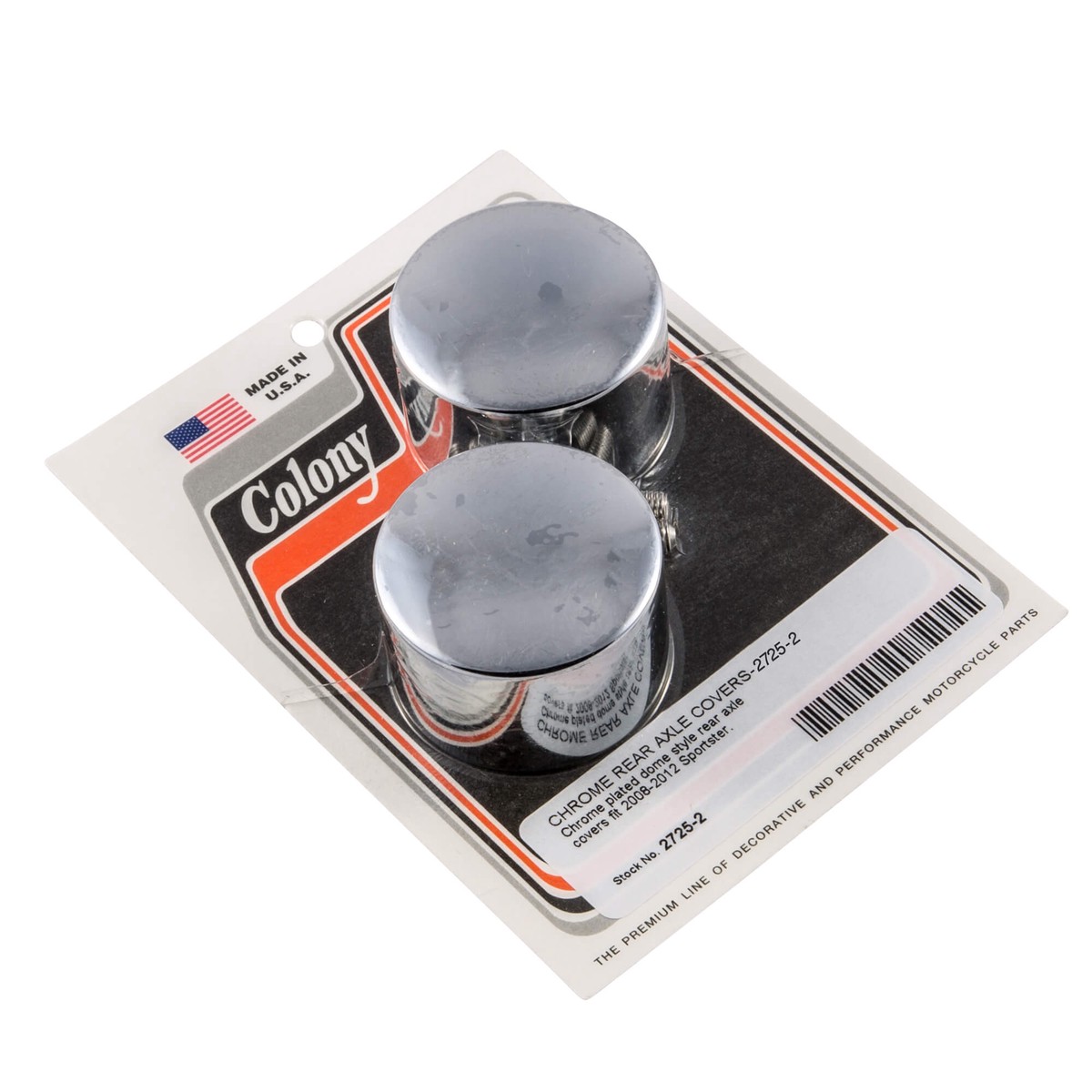 #2725-2 Rear Axle Covers Harley-Davidson 2008-2012 Sportster - Chrome Plated