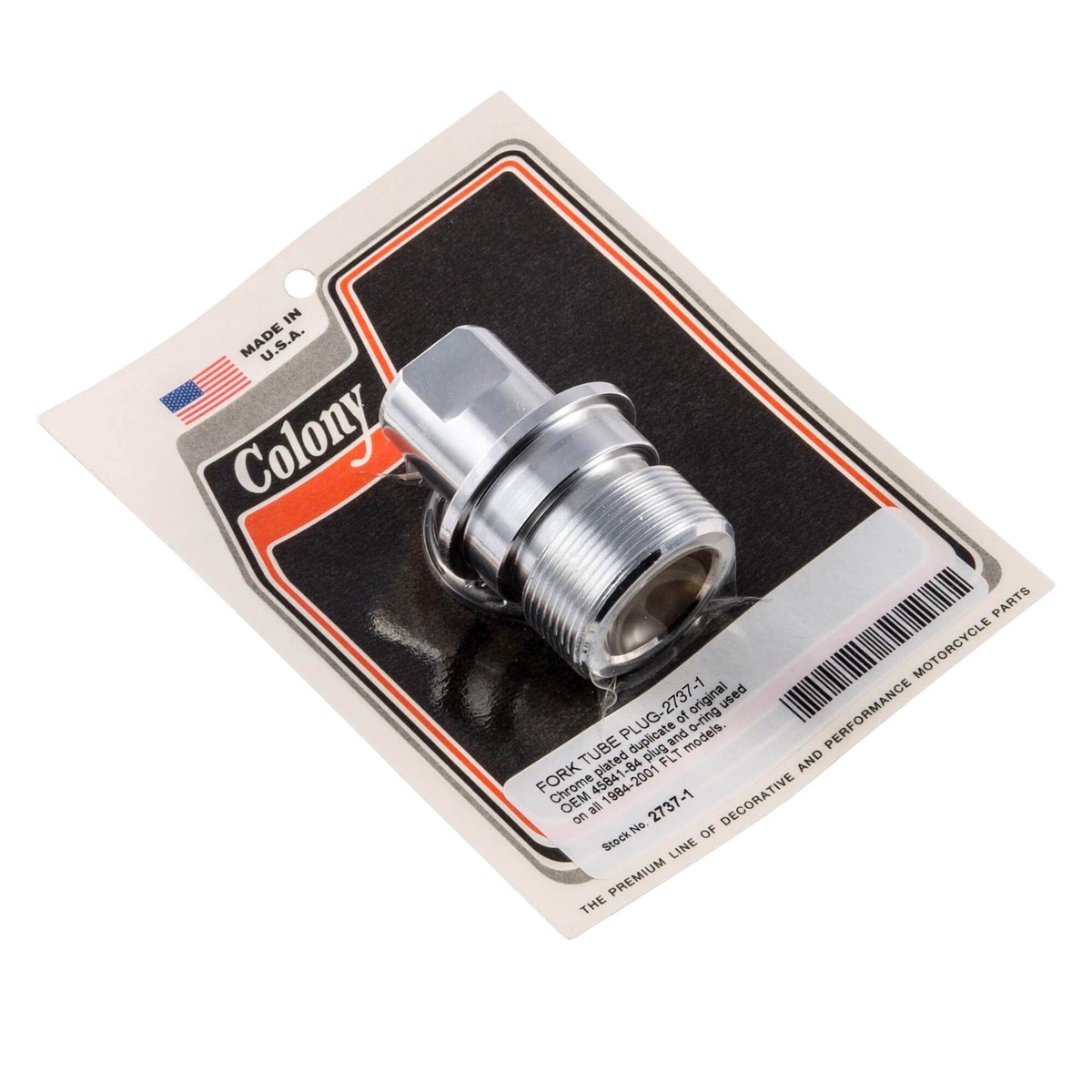 #2737-1 Fork Tube Cap/Plug 1984-2001 Harley-Davidson FLT - Chrome Plated