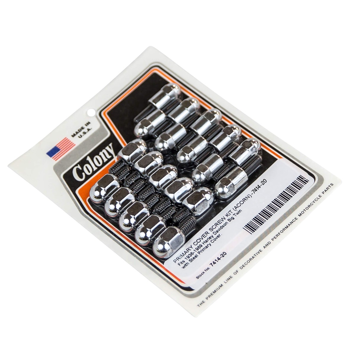 #7414-20 Acorn Primary Cover Screw Kit 1936-1969 Harley-Davidson Big Twin With Steel Primary Cover- Chrome Plated