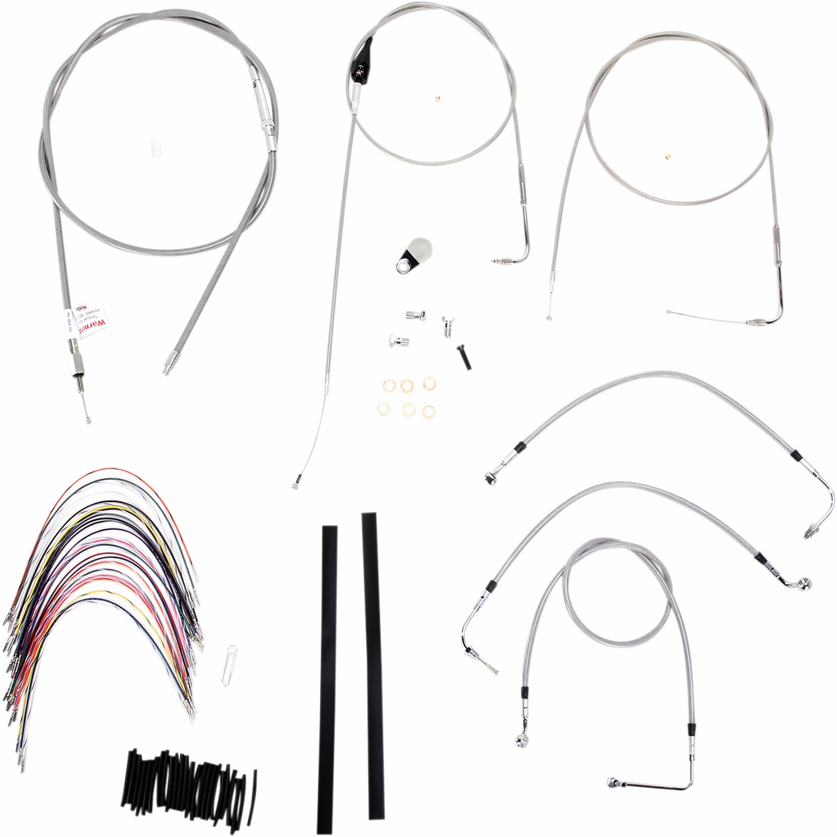 BURLY BRAND Handlebar Cable/Brake Line Kit - Complete - 16" Ape Hanger Handlebars - Stainless Steel - Harley-Davidson '00-'06 - B30-1083