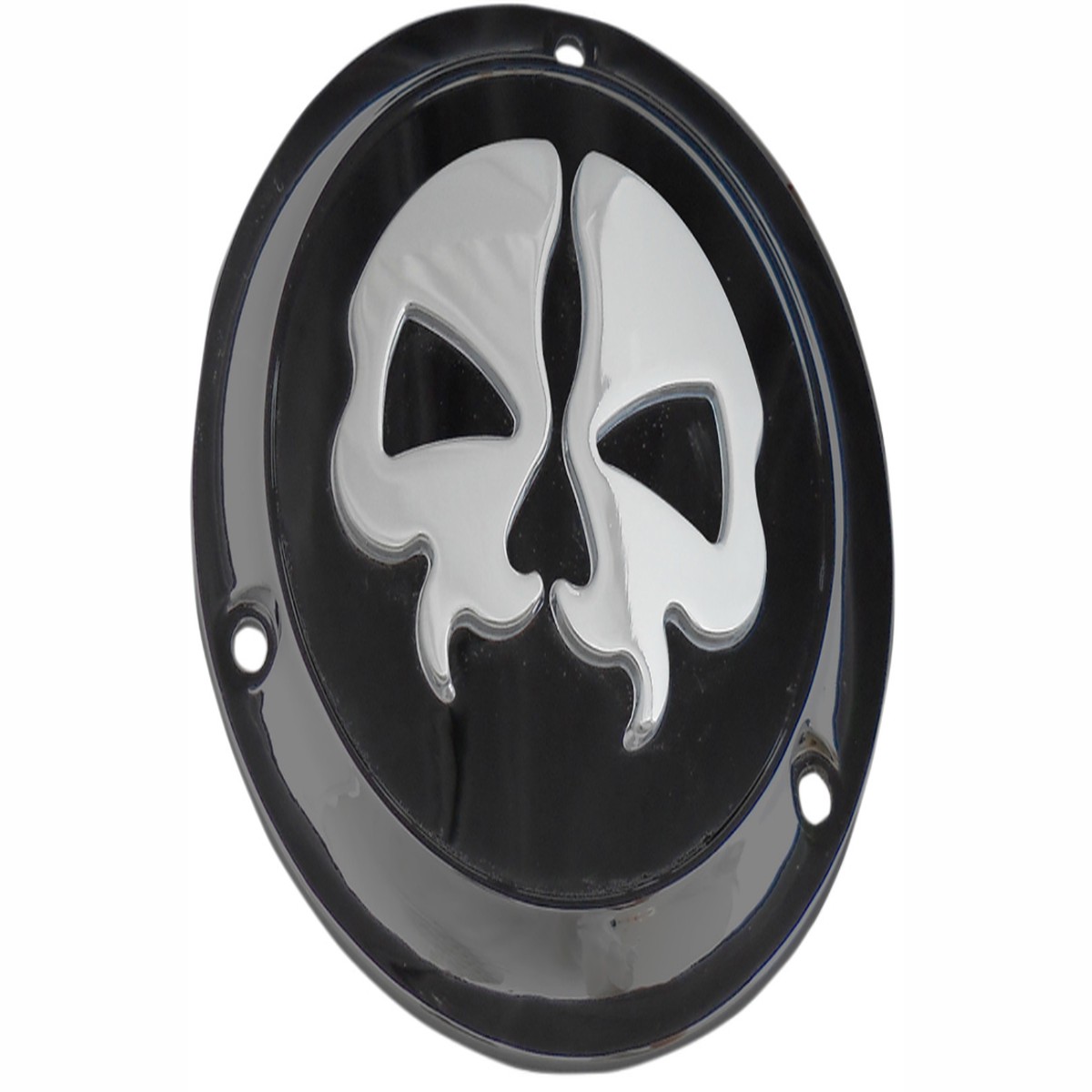 DRAG SPECIALTIES Split Skull Derby Cover - Black - 3-Hole - Harley-Davidson '70-'99 - 78045B