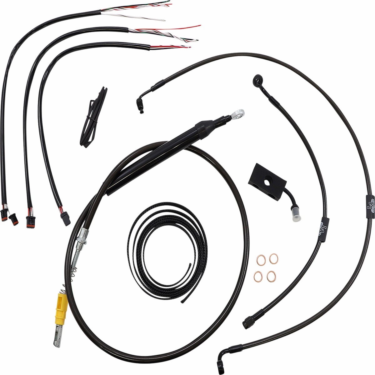LA CHOPPERS Handlebar Cable/Brake Line Kit - Quick Connect - Complete - 15" - 17" Handlebars - Midnight - Softail '18-'22 - LA-8155KT2-16M