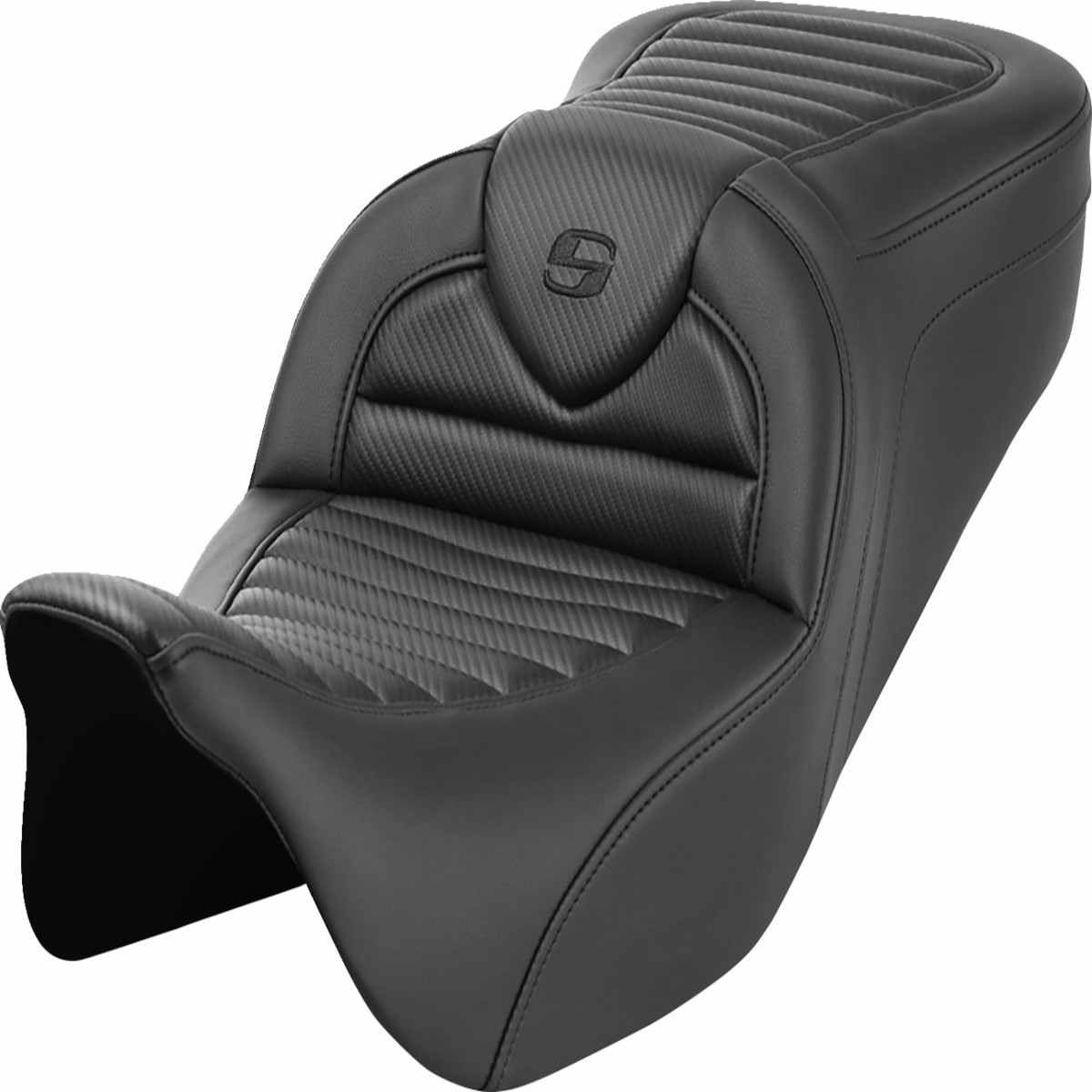 SADDLEMEN Roadsofa Seat - without Backrest - Tuck-n-Roll - Carbon Fiber - FL '08-'25 - 808-07B-20400