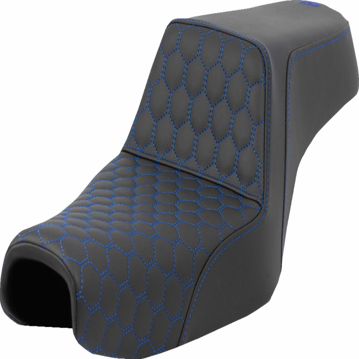 SADDLEMEN Step-Up Seat - Honeycomb - Blue Stitching - Sportster '04-'22 - 807-11-17701