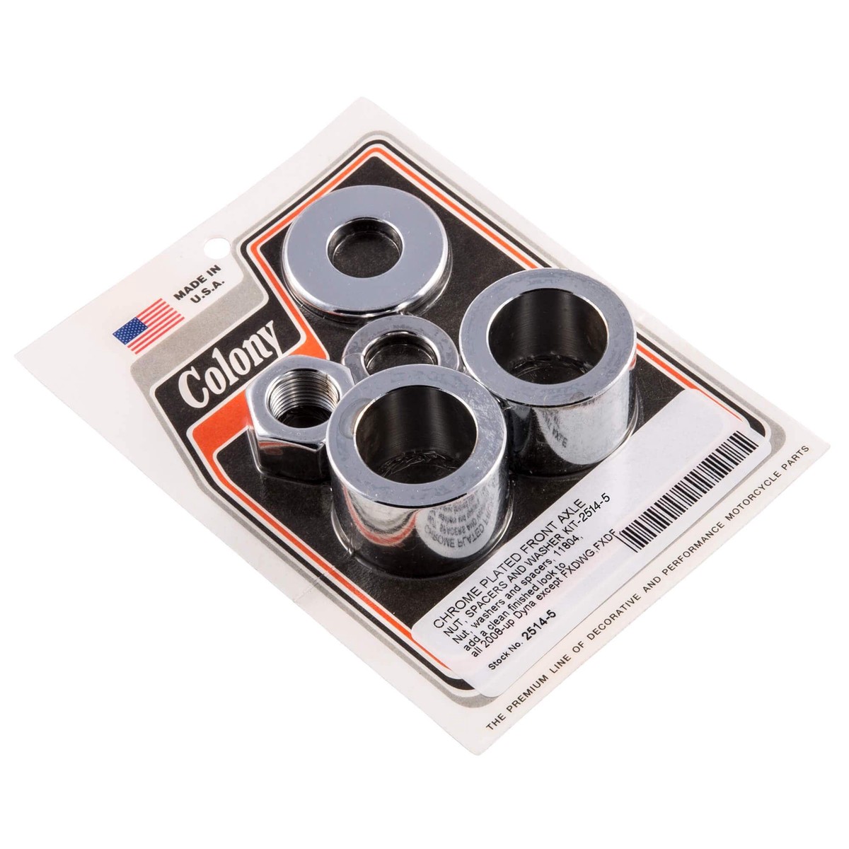 #2514-5 Front Axle Nut Washer Spacers 2008-Up Harley-Davidson Dyna (Except FXDWG/FXDF) - Chrome Plated