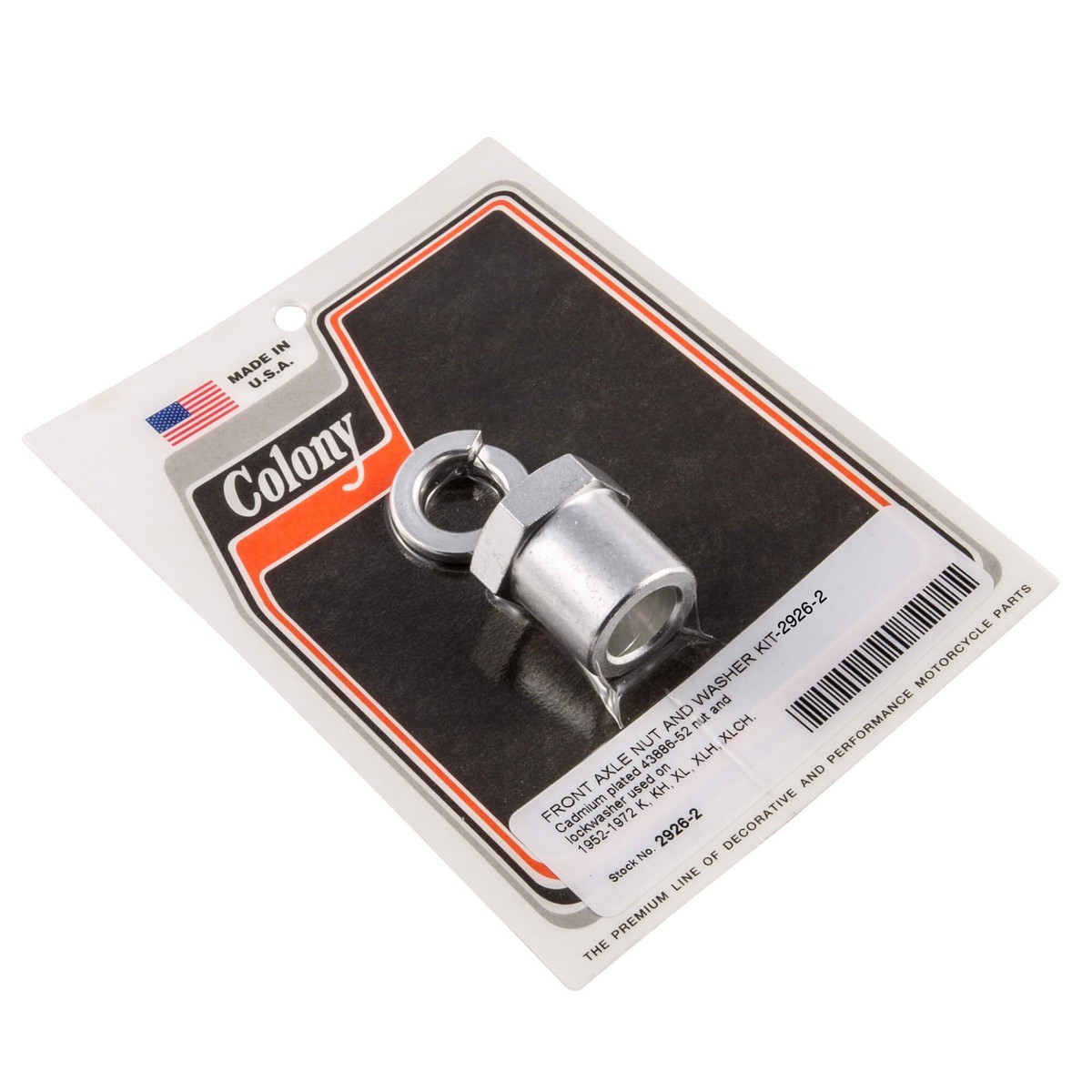 #2926-2 Front Axle Nut and Washer Kit 1952-1972 Harley-Davidson K/KH/XL/XLH/XLCH - CAD Plated