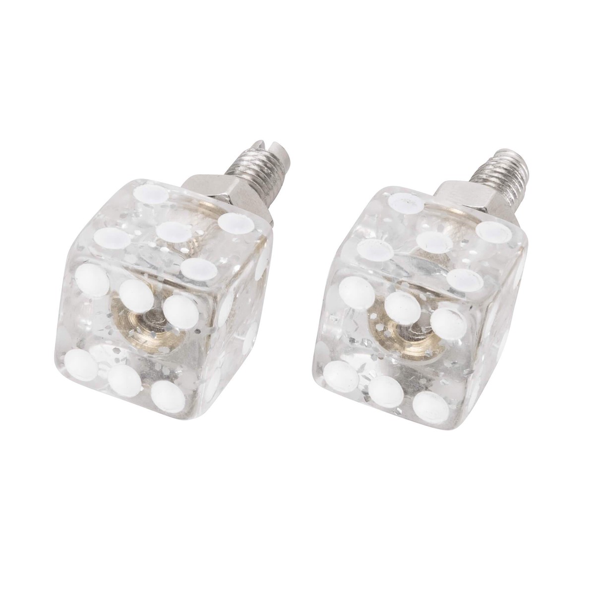 Glitter Dice License Plate Bolts - Clear