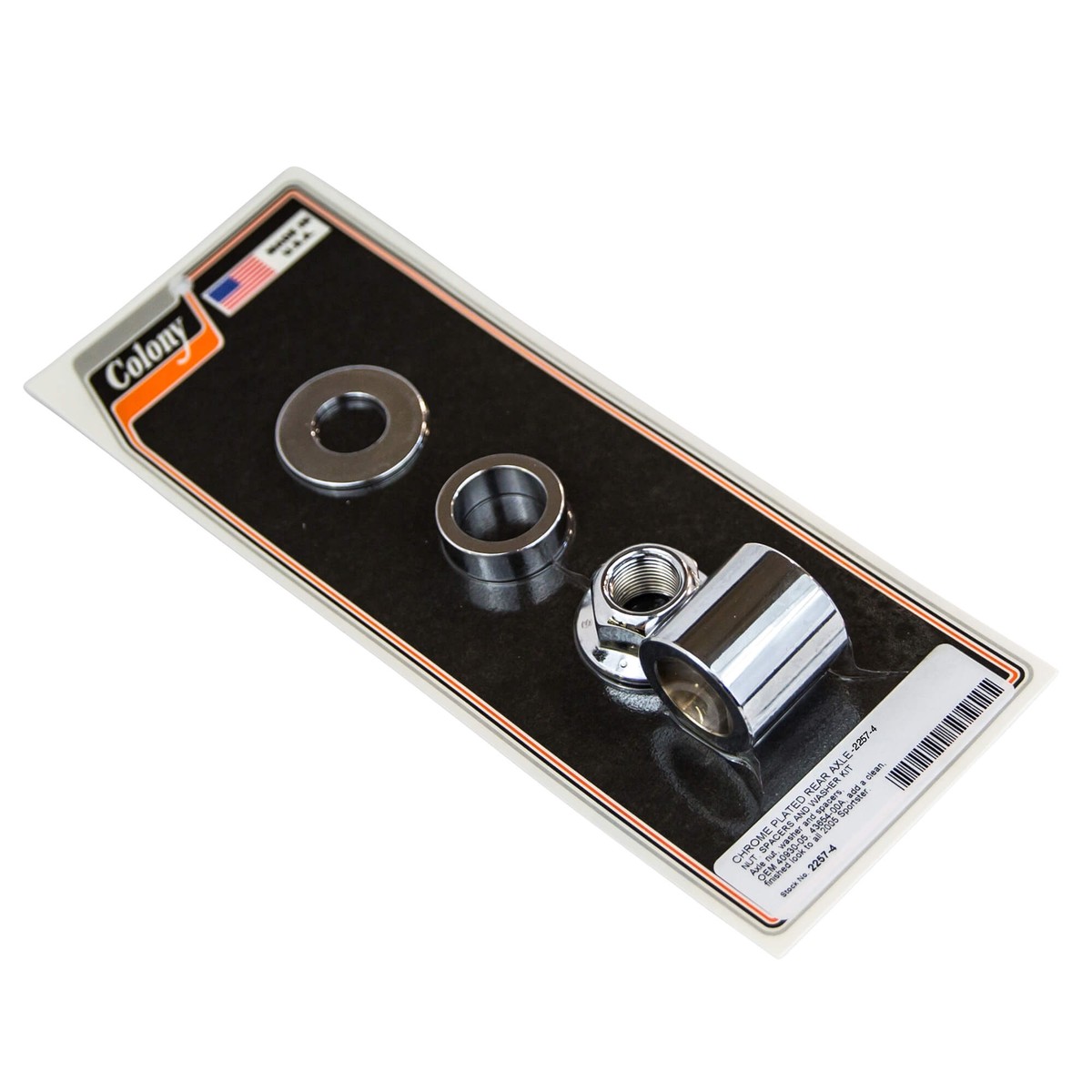 #2257-4 Rear Axle Nut Spacer Washer Kit 2005 Harley-Davidson Sportster - Chrome Plated