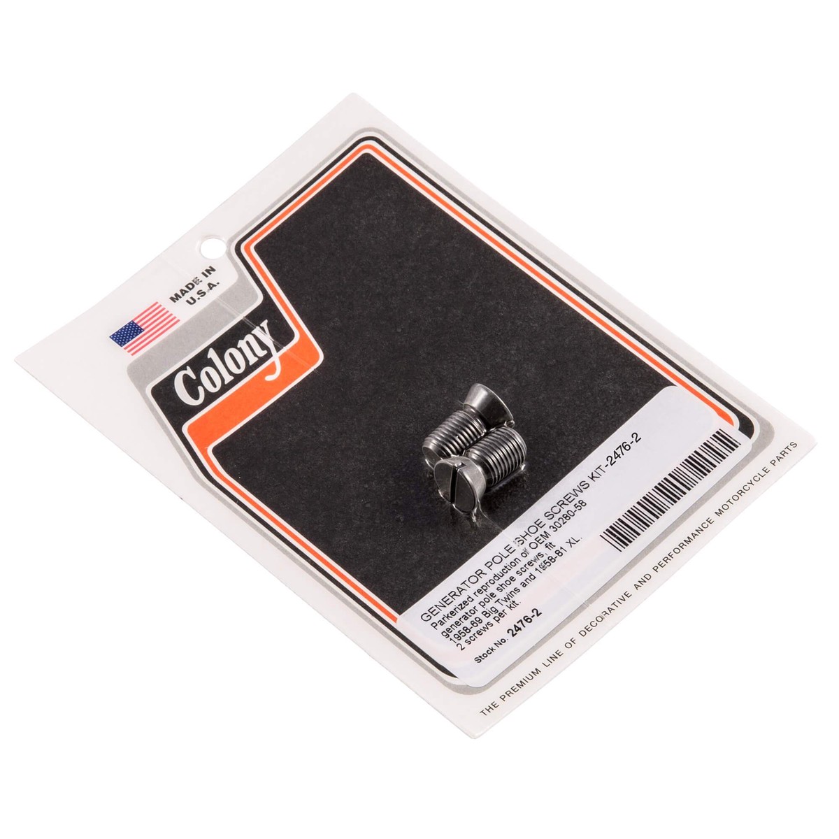 #2476-2 Generator Pole Shoe Screws Kit 1958-1969 Harley-Davidson Big Twin 1958-1981 XL - Parkerized