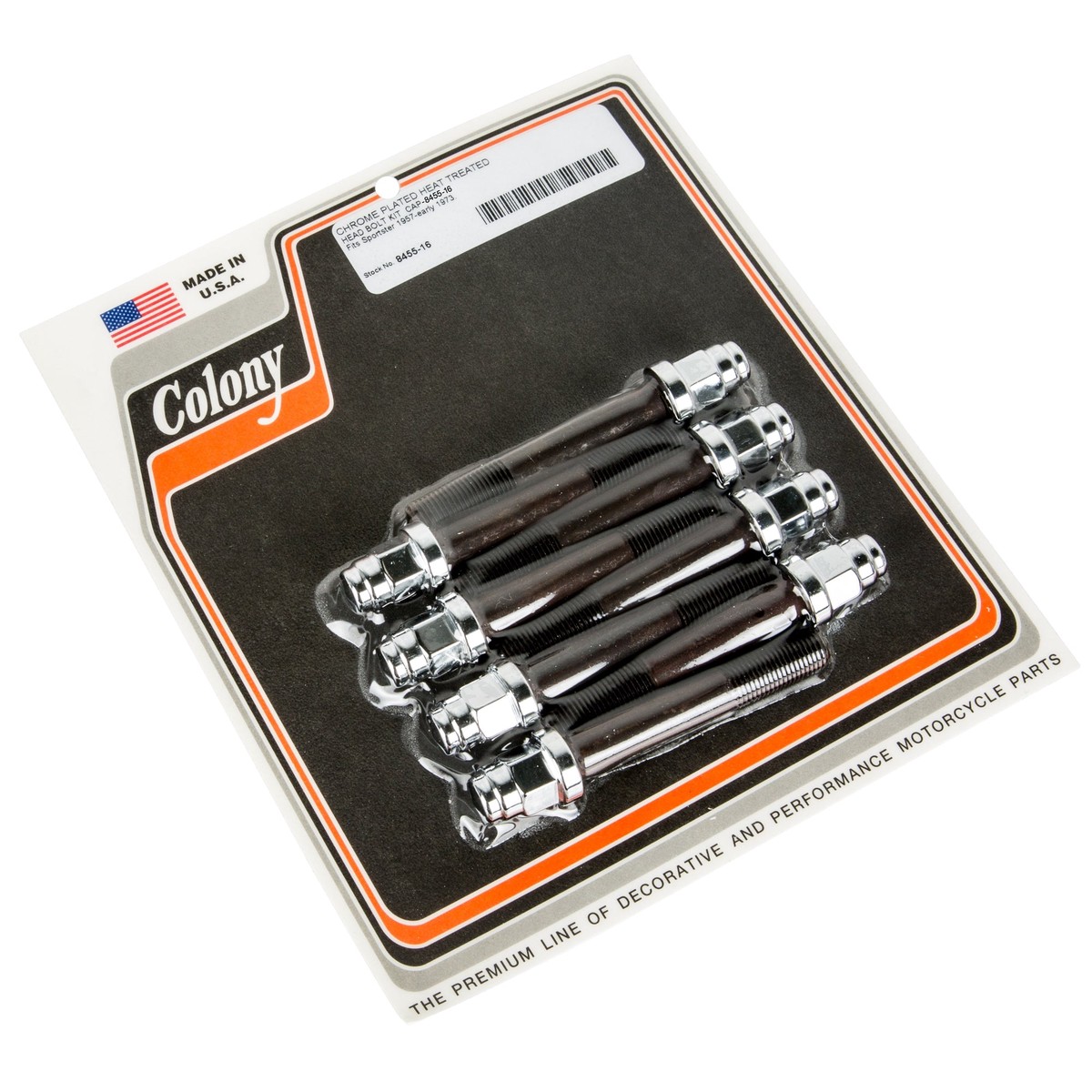 #8455-16 Head Bolt Kit Heat Treated 1957-E1973 Harley-Davidson Sportster - Chrome Plated