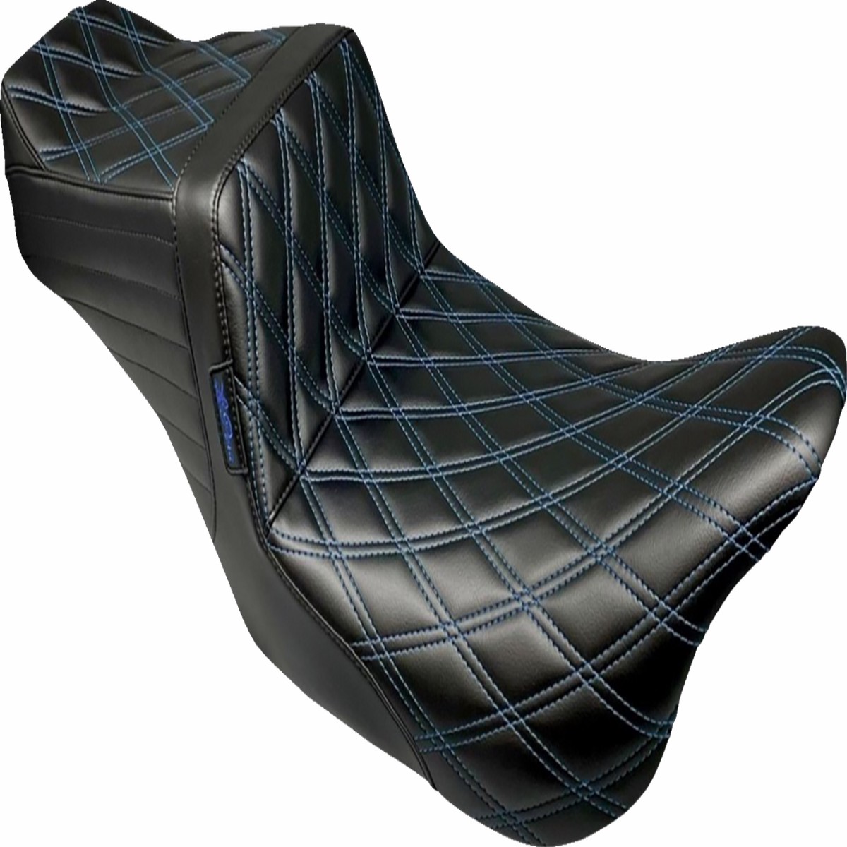 LE PERA Tailwhip Seat - Double Diamond w/ Blue Thread - Black - FLH/FLT '08-'24 - LK-587DD-BLUE