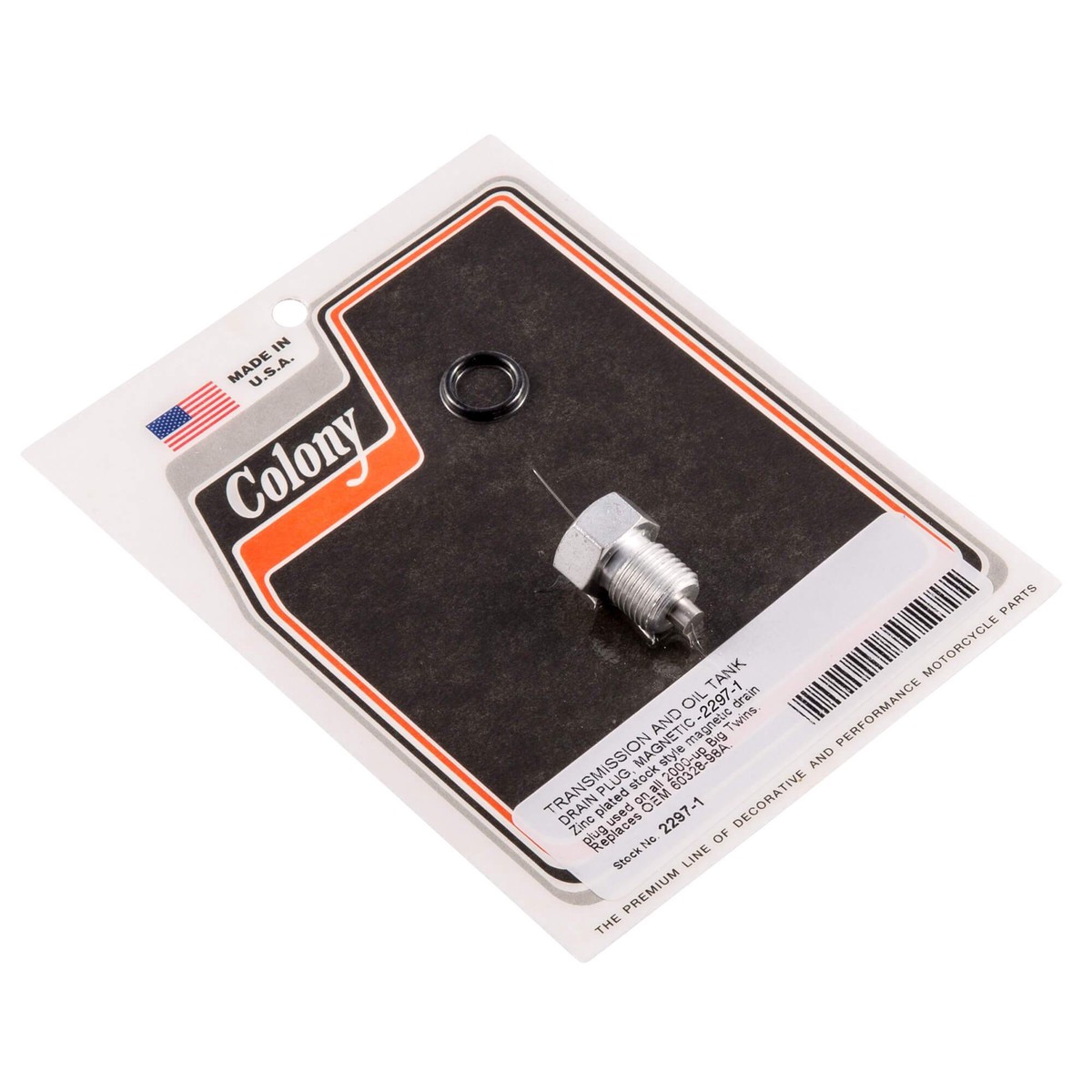 #2297-1 Transmission and Oil Tank Drain Plug 2000-Up Harley-Davidson Big Twin - Zinc Plated