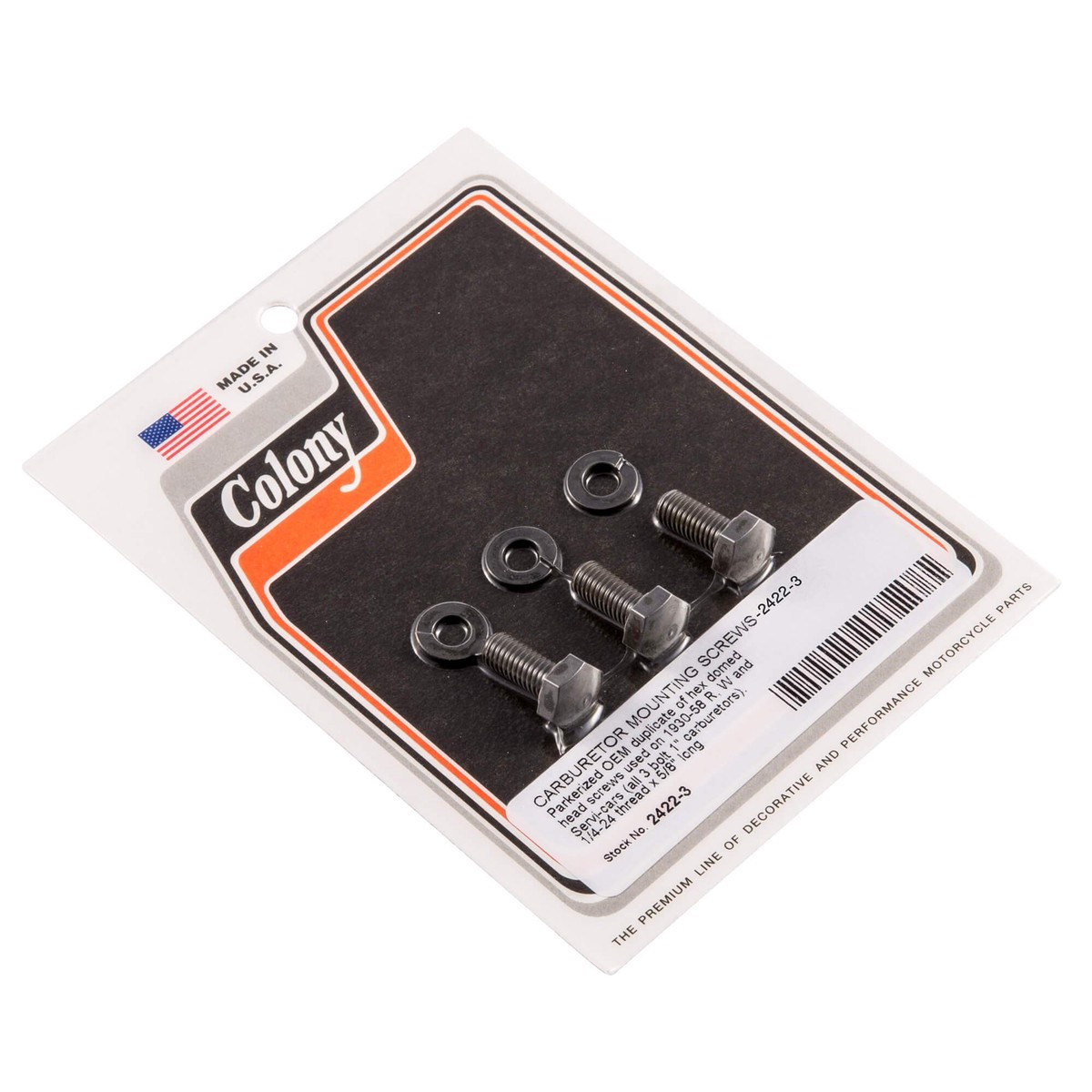#2422-3 Carburetor Mounting Screws 1930-1958 Harley-Davidson R/W/Servi-car - Parkerized