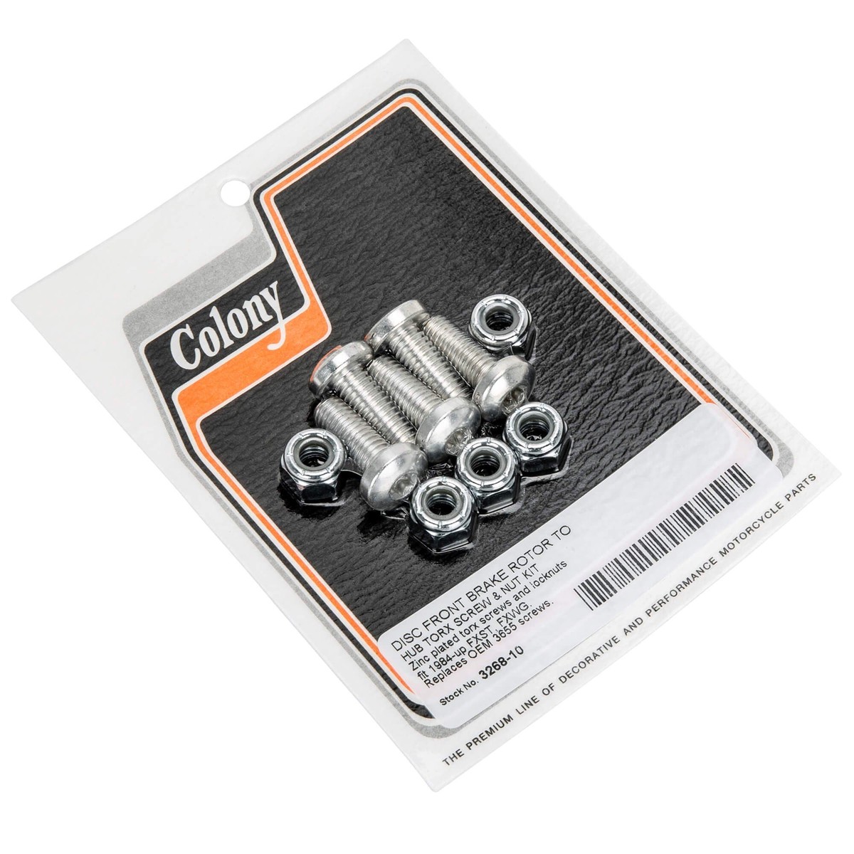 #3268-10 Disc Front Brake Rotor to Hub Screw & Nut Kit 1984-Up Harley-Davidson FXST/FXWG - Zinc Plated