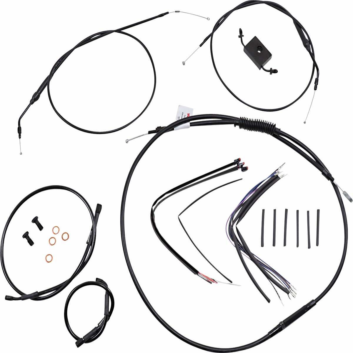 BURLY BRAND Handlebar Cable and Brake Line Kit - Extended - Sportsters - 16" Ape Hanger Handlebars - ABS - Harley-Davidson '86-'22 - B30-1231