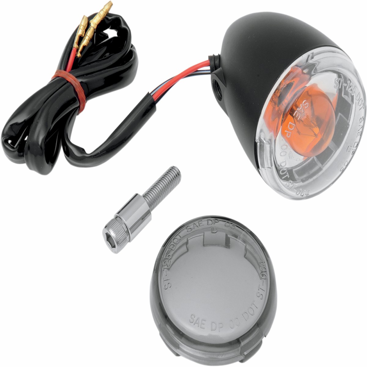 DRAG SPECIALTIES Universal Turn Signal Light - Front - Matte Black with Smoke Lens - 12-0232BFDC