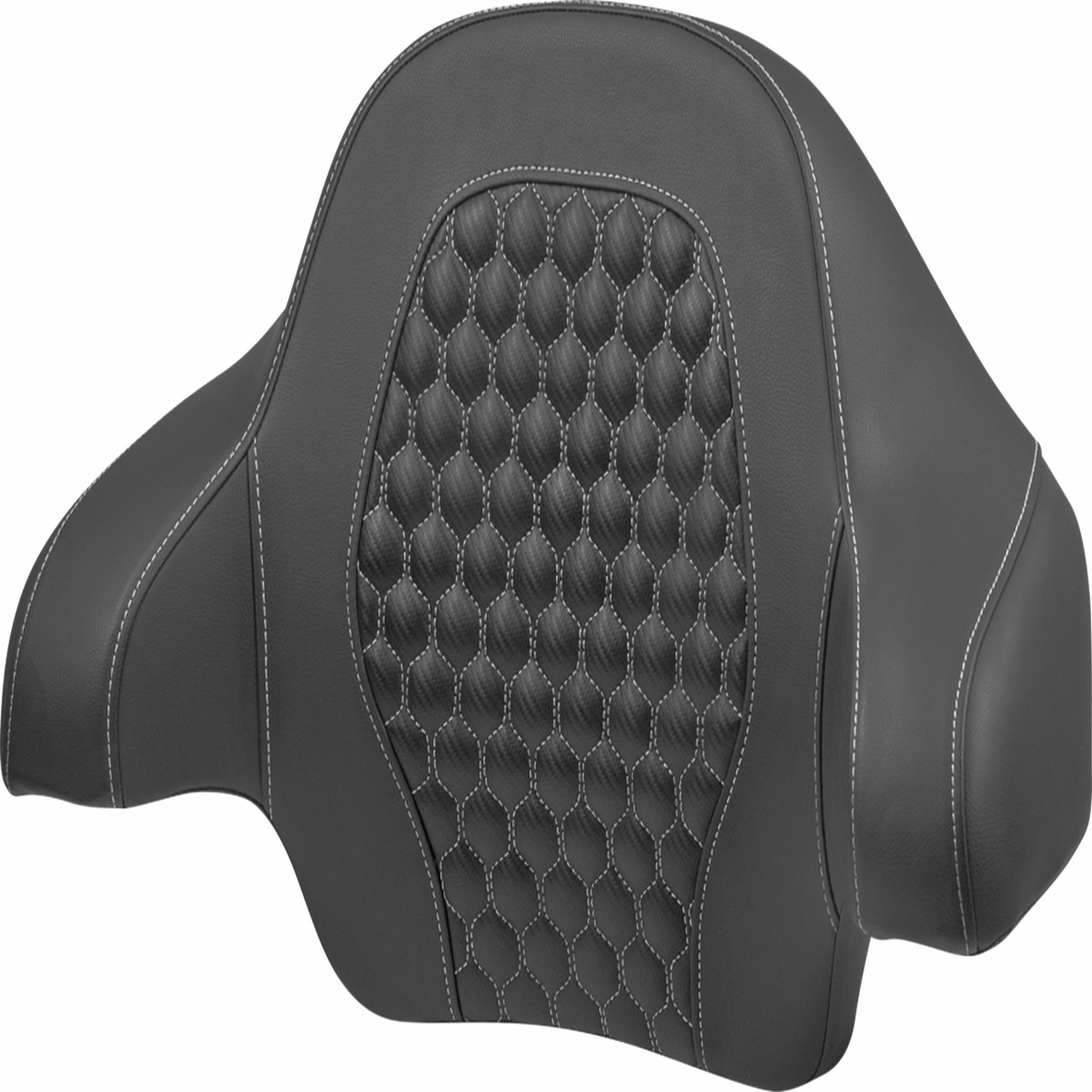 SADDLEMEN Tour Pak Backrest Pad - Honeycomb - Silver Stitching - FLH/FLT '14-'24 - 814-07-15105