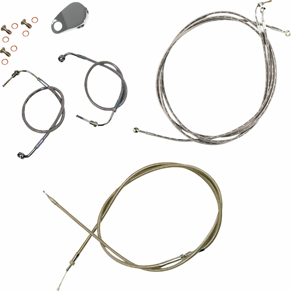 LA CHOPPERS Handlebar Cable/Brake Line Kit - Quick Connect - 15" - 17" Ape Hanger Handlebars - Stainless Steel - Softail '18-'22 - LA-8157KT-16
