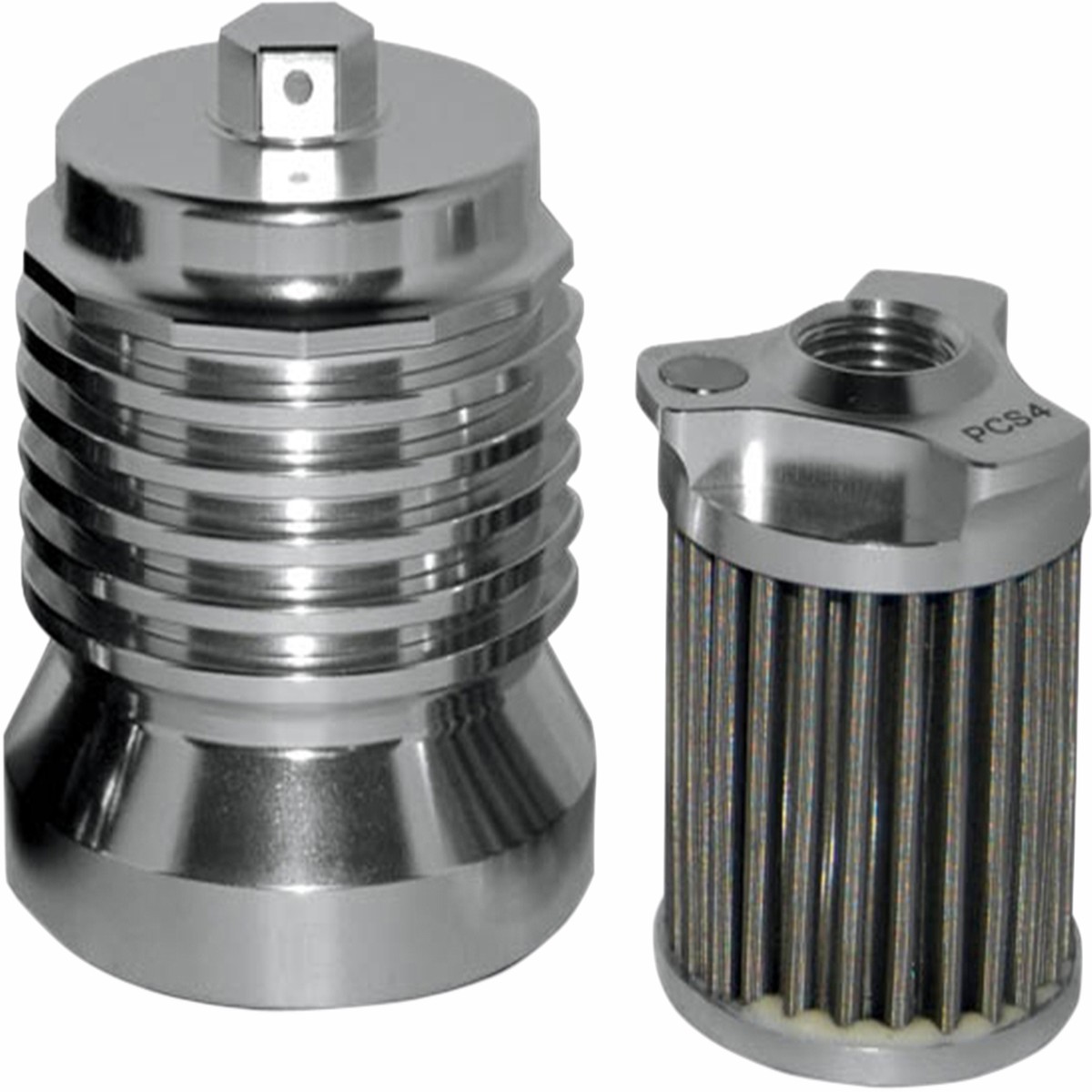 PC RACING Flo "Spin-on" Oil Filter - Polished Aluminum - Harley / Buell - PCS4C