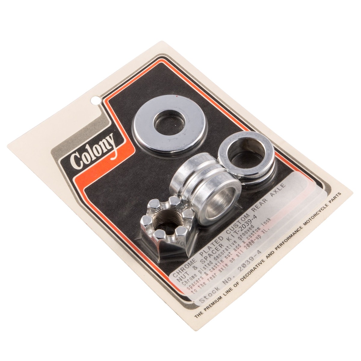 #2039-4 Rear Axle Nut Grooved Spacer Kit 2000-2003 Harley-Davidson XL- Chrome Plated