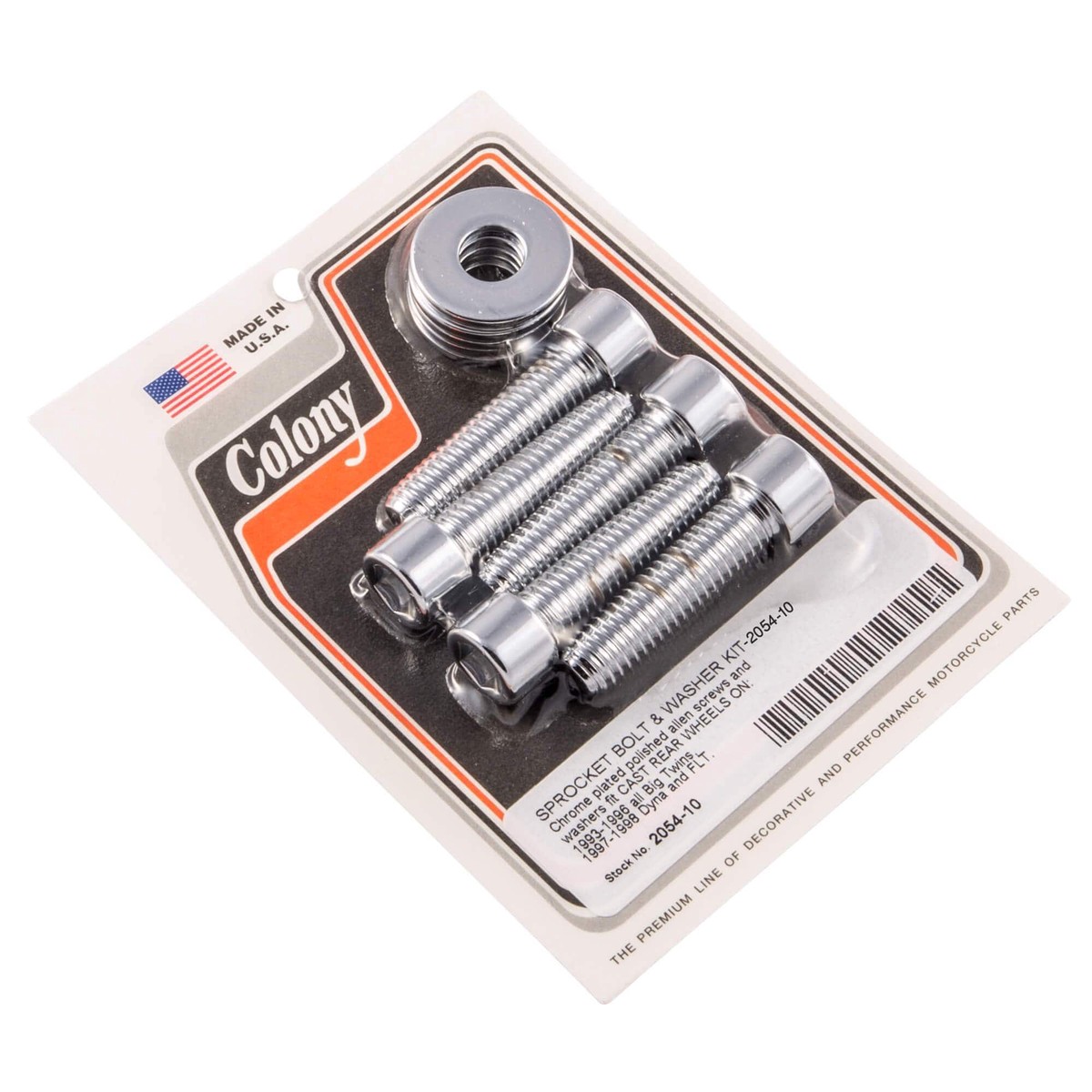 #2054-10 Sprocket Allen Bolt /Washer Kit Cast Rear Wheels 1993-1996 Harley-Davidson Big Twins 1997-1998 Dyna/FLT - Chrome Plated