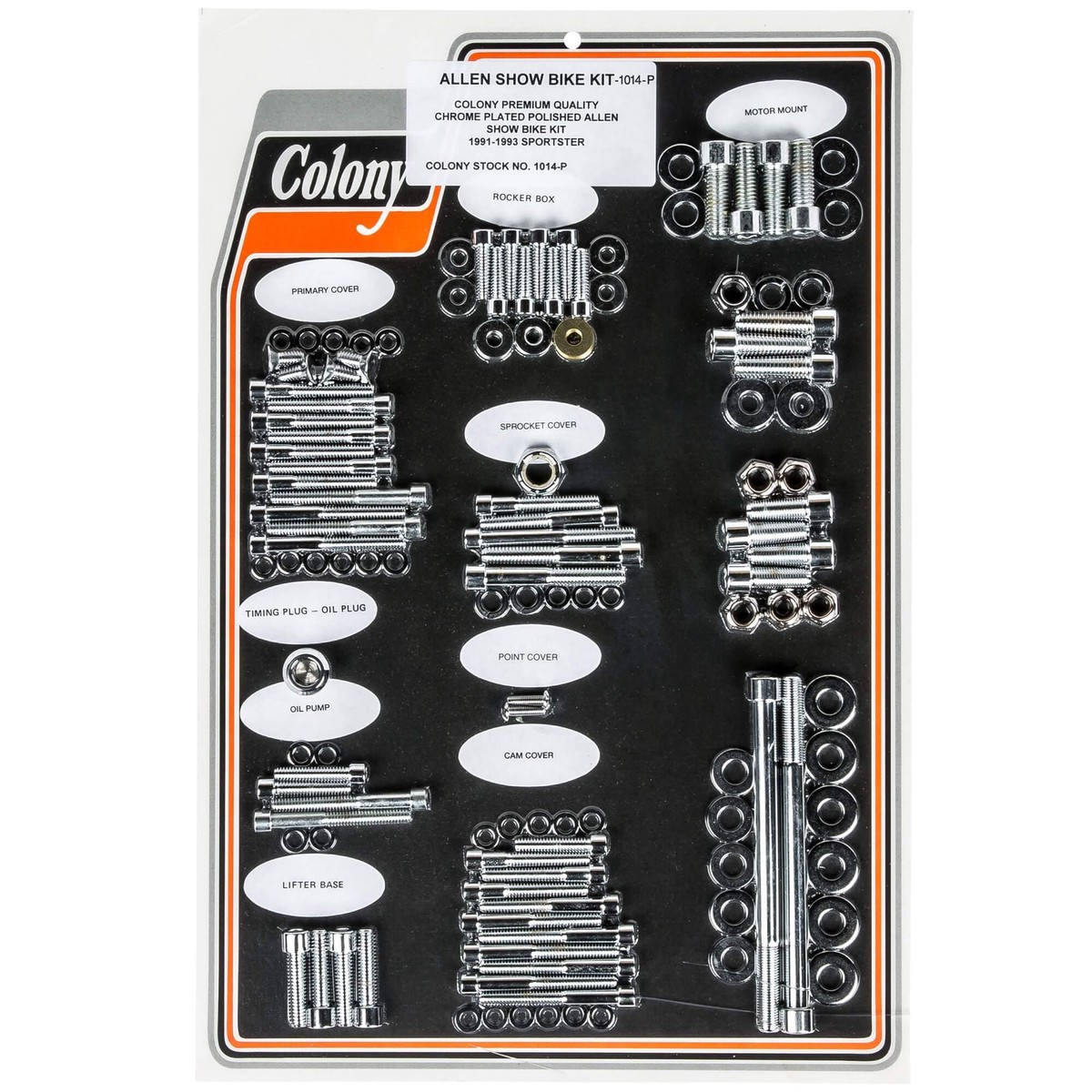 #1014-P Complete Show Bike Kit Smooth Allen Hardware 1991-1993 Harley-Davidson Sportster - Chrome Plated