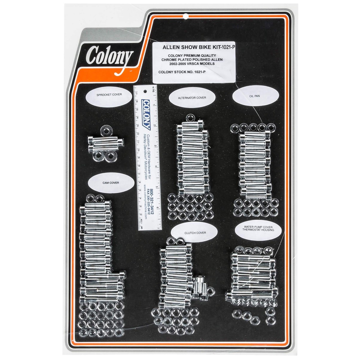 #1021-P Complete Show Bike Kit Smooth Allen Hardware 2002-Up Harley-Davidson VRSCA - Chrome Plated
