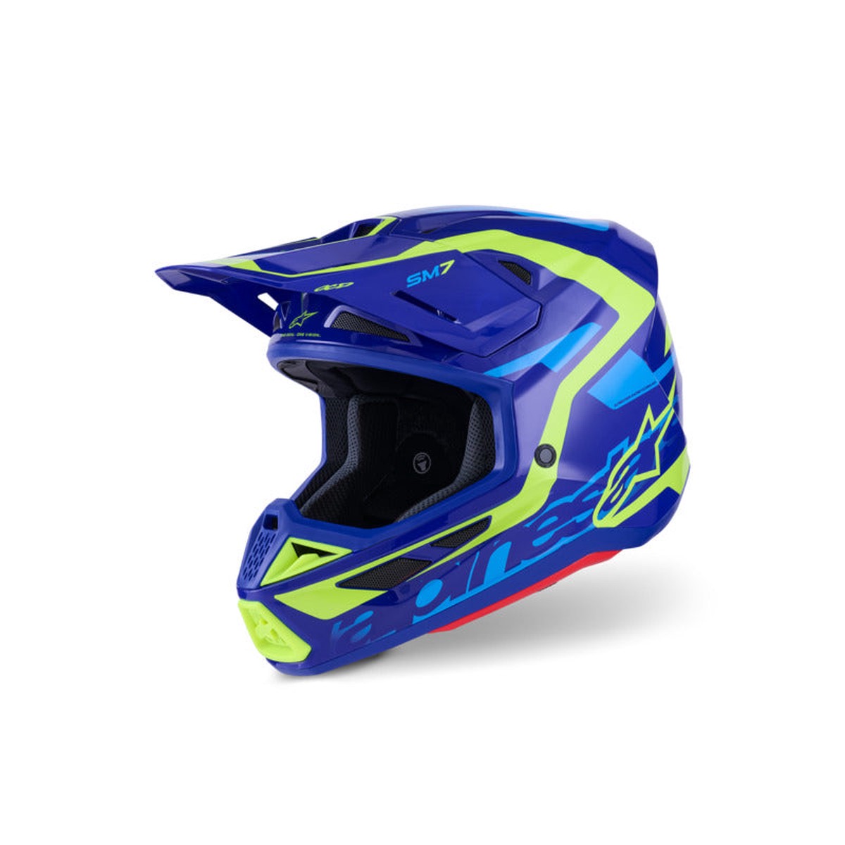 (MX26) SM7 DEED HELMET ECE06 | BLUE FLURO-YELLOW GLOSSY (7253)