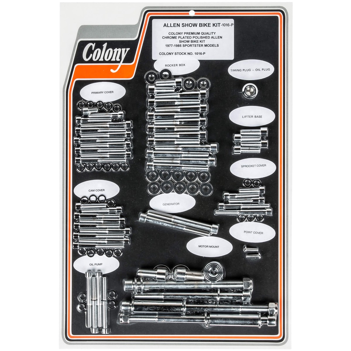 #1016-P Complete Show Bike Kit Smooth Allen Hardware Harley-Davidson 1977-1985 Sportster - Chrome Plated