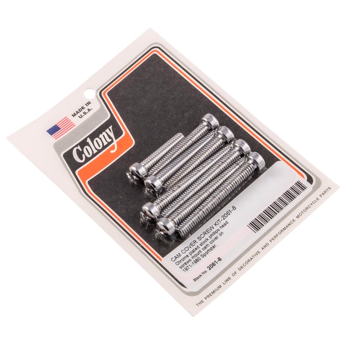 #2061-8 Cam Cover Phillips Screw Kit 1971-1980 Harley-Davidson Sportster - Chrome Plated