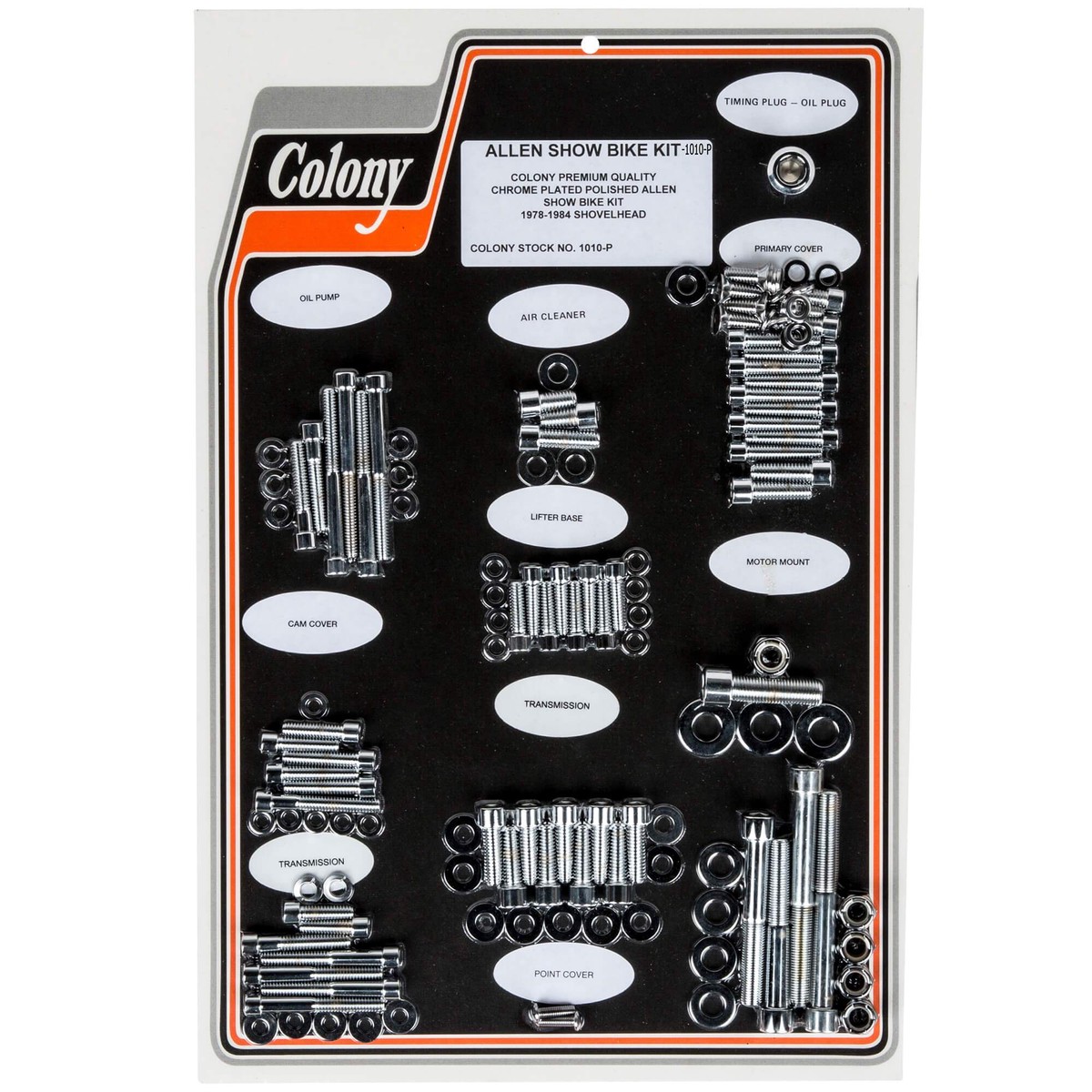 #1010-P Complete Show Bike Kit Smooth Allen Hardware 1978-1984 Harley-Davidson Shovelhead - Chrome Plated