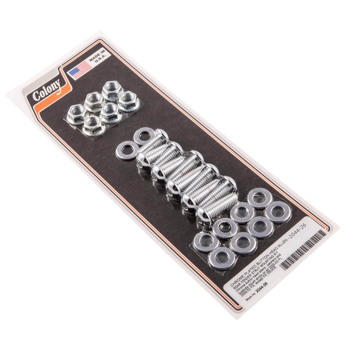#2044-26 Fender Strut Mounting Button Allen Kit 2000-2003 Harley-Davidson FLST 2000-2002 FXST - Chrome Plated