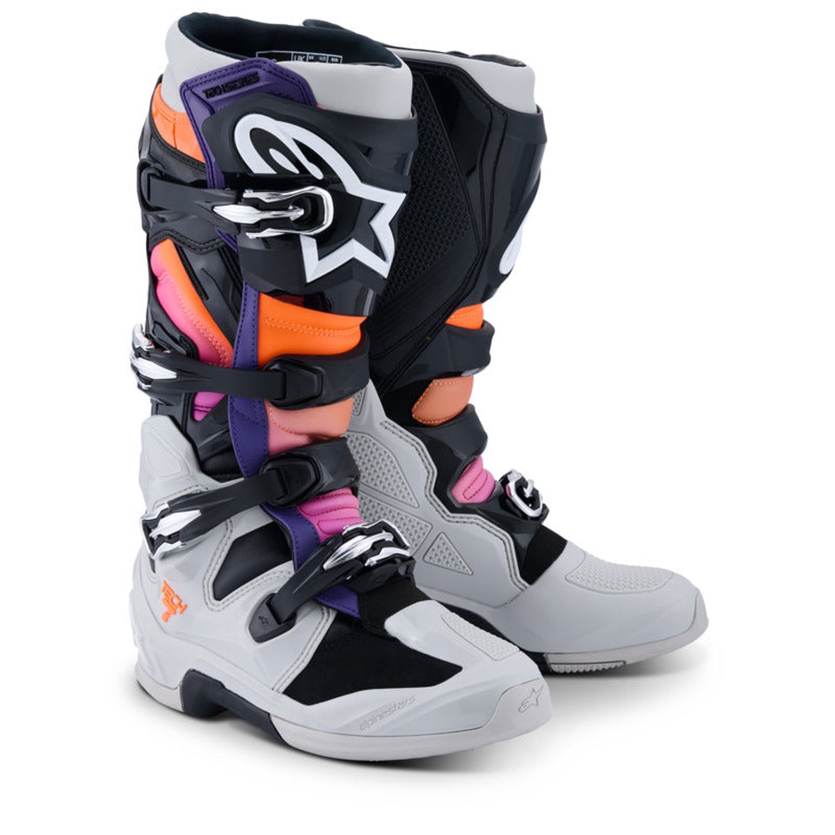 (MX26) TECH 7 BOOTS (MY25) | BLACK LIGHT-GRAY FLURO-ORANGE MAGENTA (1594)