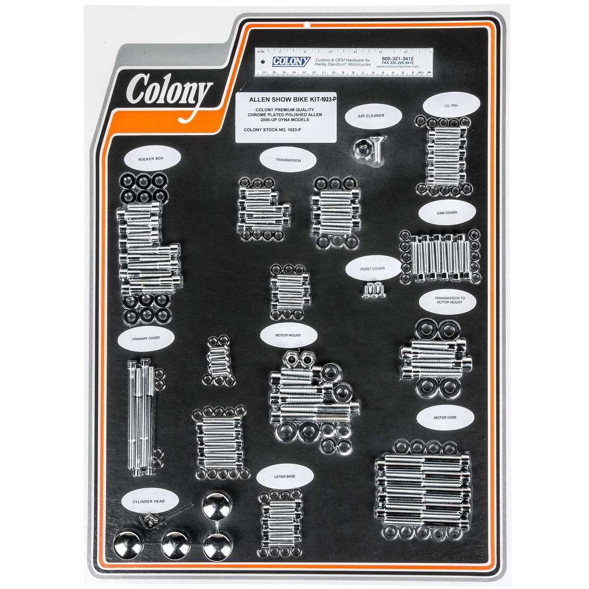 #1023-P Complete Show Bike Kit Smooth Allen Hardware Harley-Davidson 2006-up Dyna - Chrome Plated