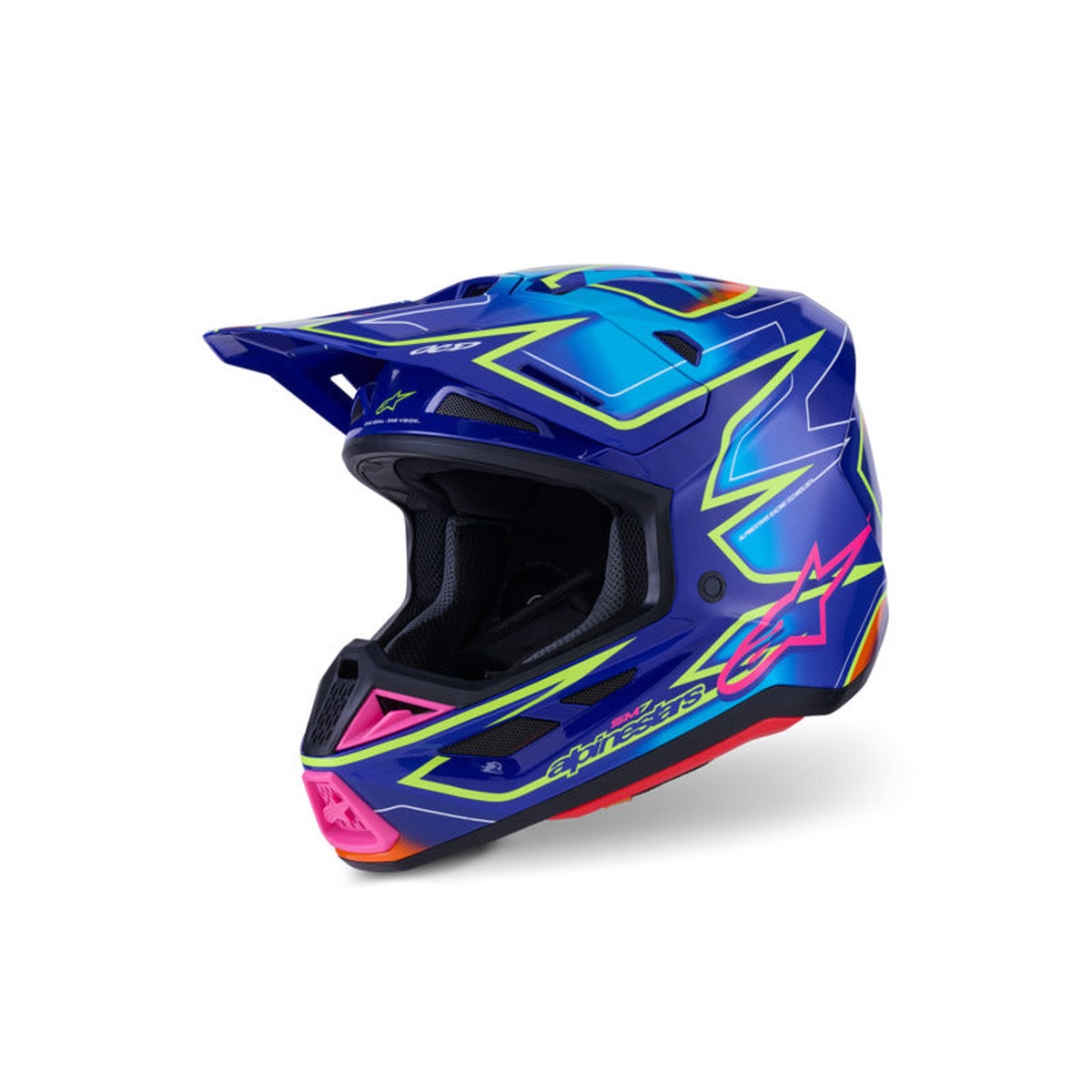 (MX26) SM7 CAST HELMET ECE06 | BLUE PINK FLURO-YELLOW GLOSSY (7254)