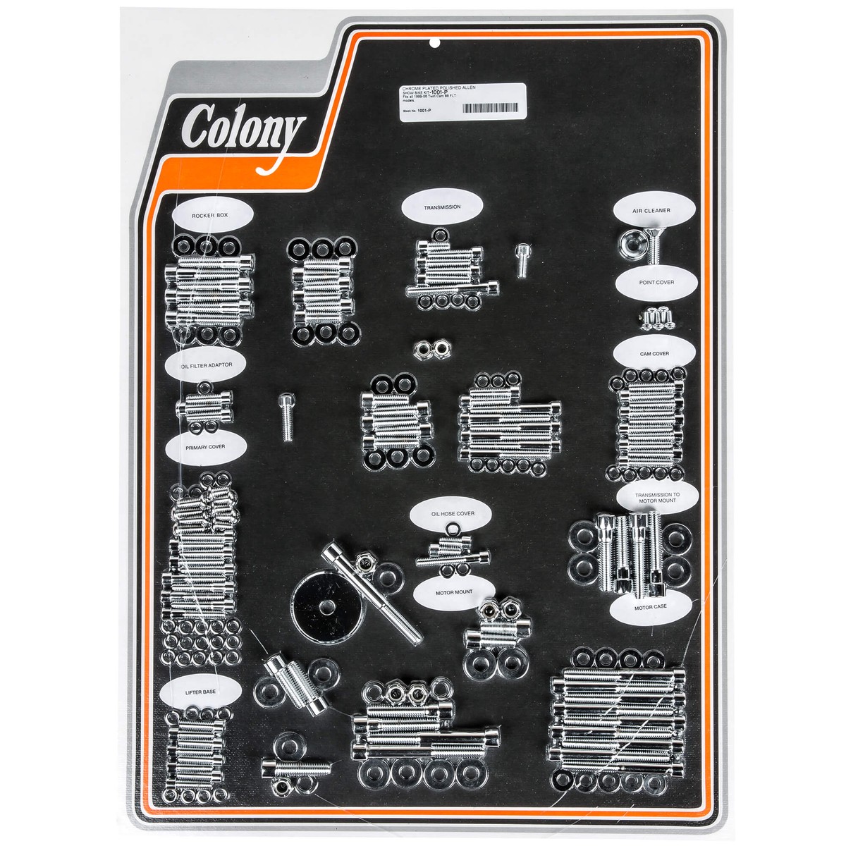 #1001-P Complete Show Bike Kit Smooth Allen Hardware Harley-Davidson 1999-up Twin Cam 88 FLT - Chrome Plated