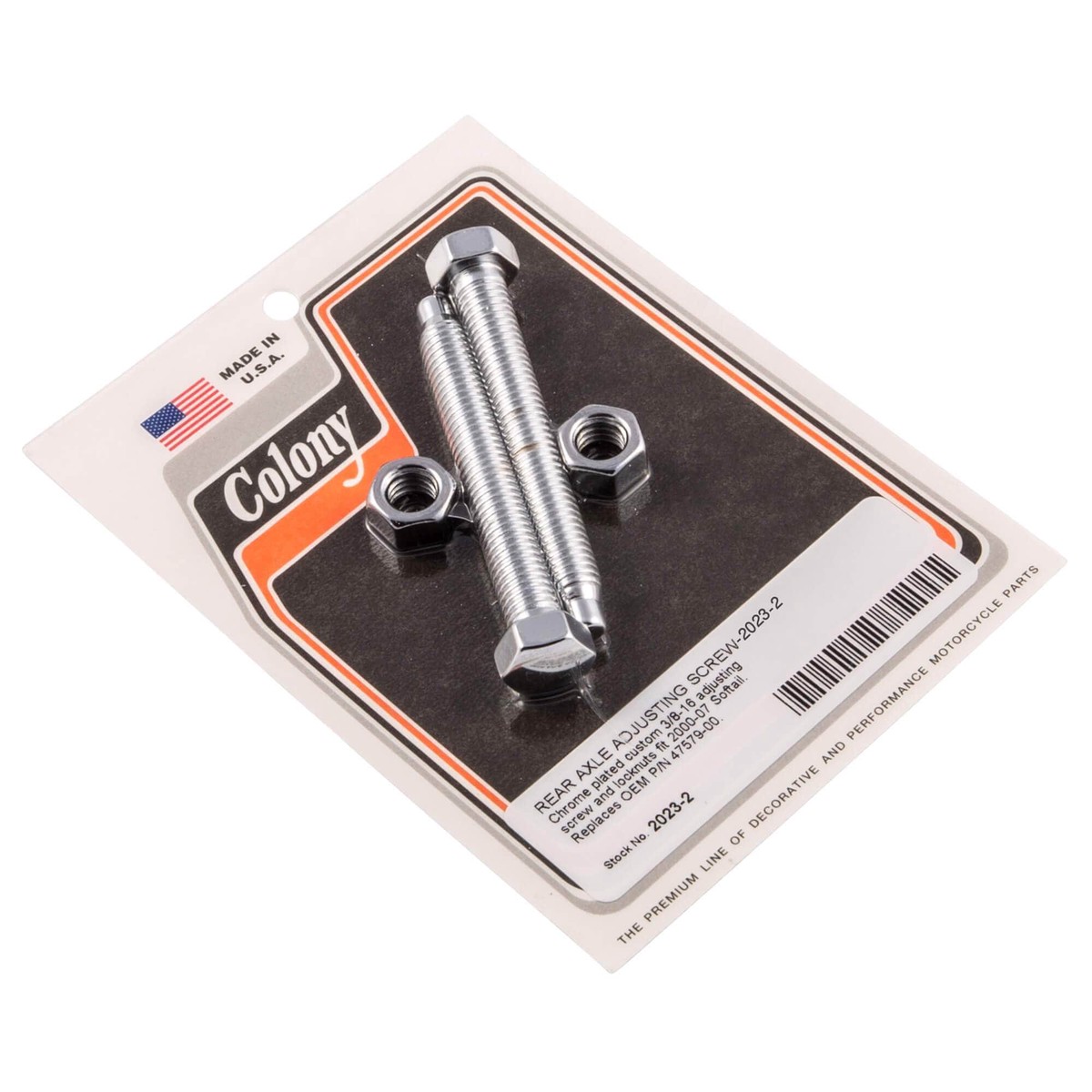 #2023-2 Rear Axle Adjusting Screw 2000-2007 Harley-Davidson Softail - Chrome Plated