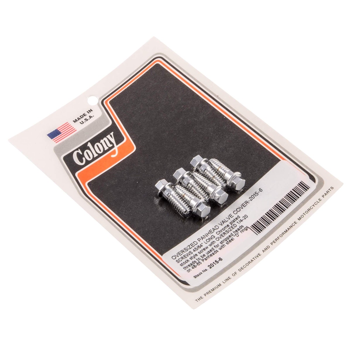 #2015-6 Oversize Panhead Valve Cover Screws 1948-1965 Harley-Davidson Panhead W/Steel D Rings - Chrome Plated