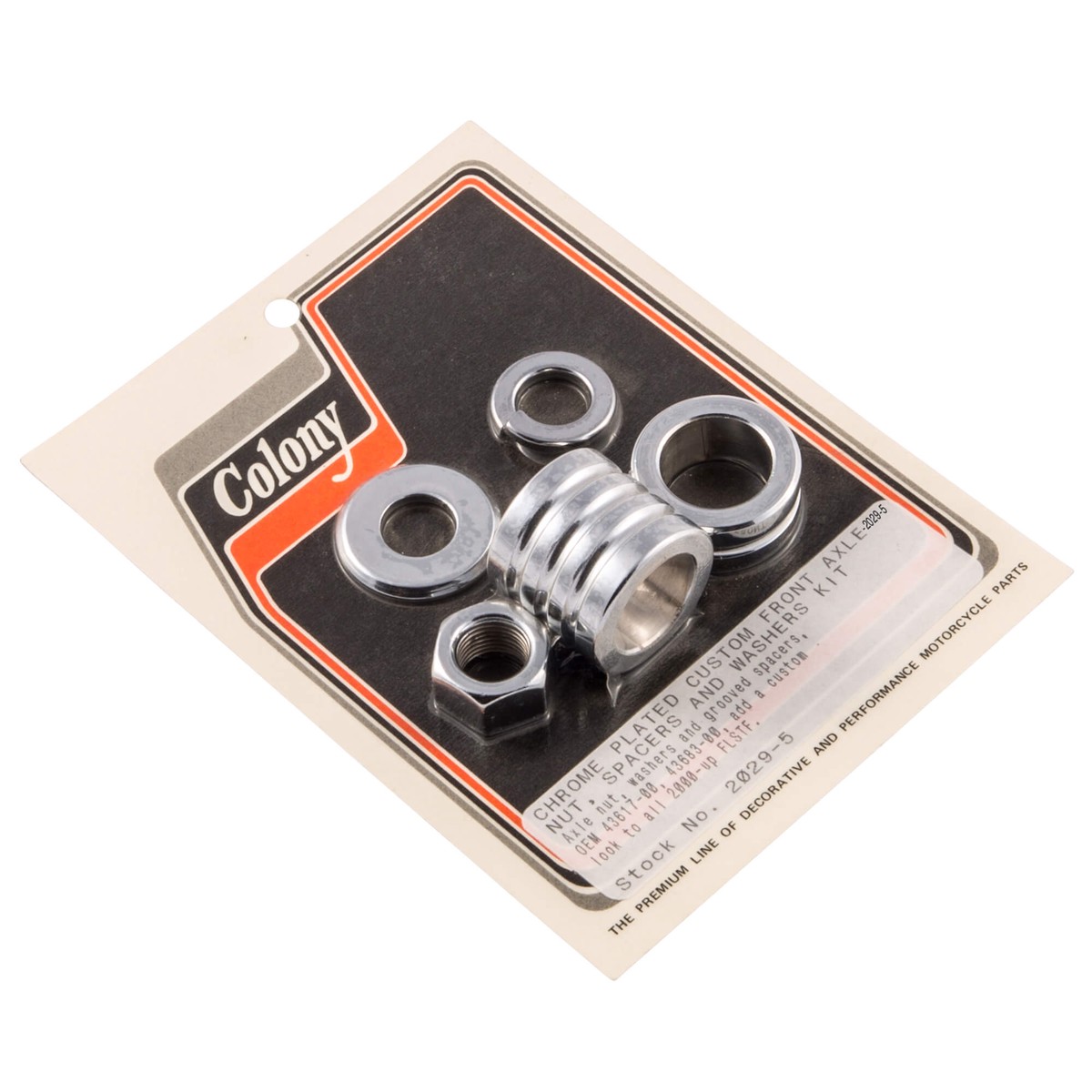 #2029-5 Front Axle Nut Grooved Spacer Kit 2000-2006 Harley-Davidson FLSTF/FLSTF - Chrome Plated