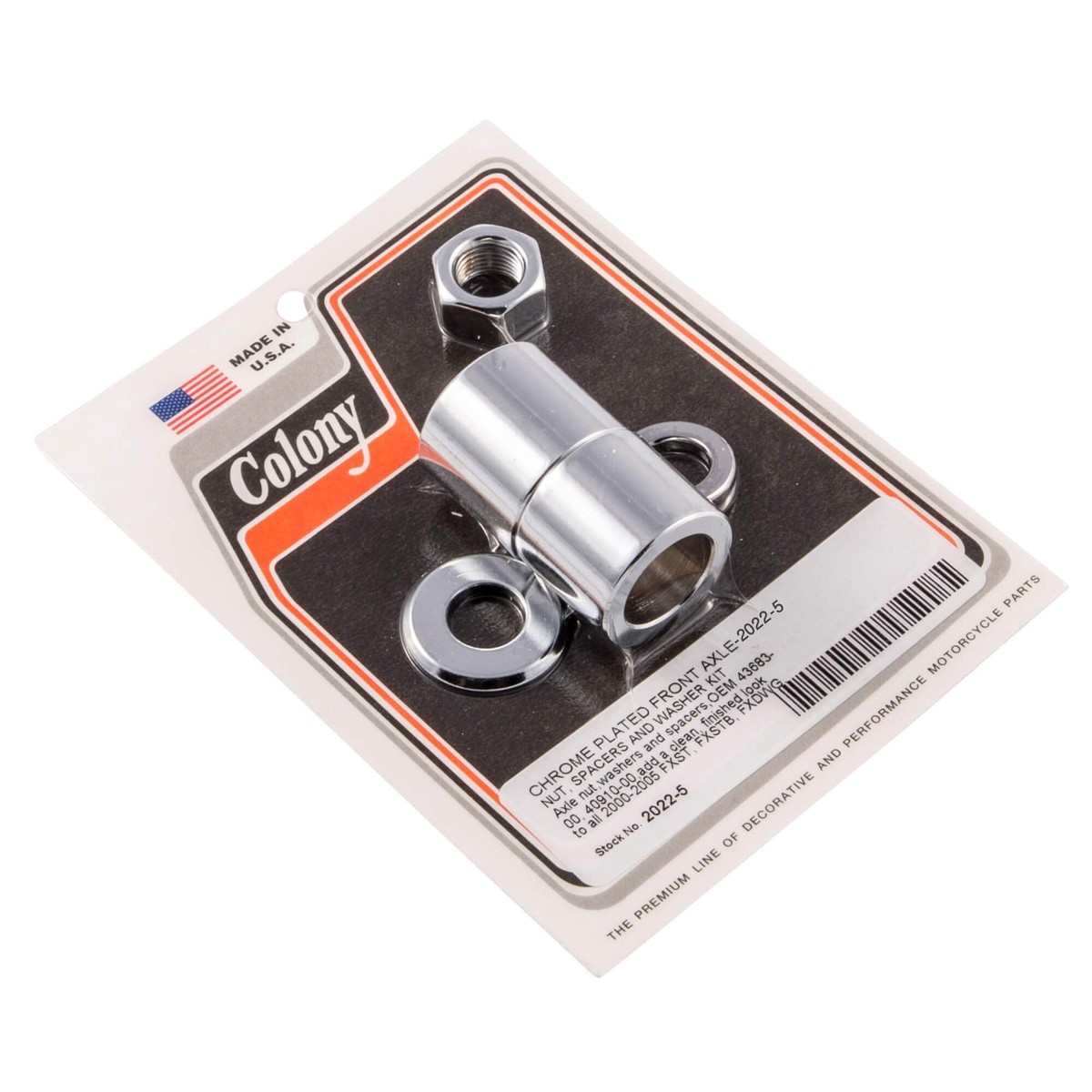 #2022-5 Front Axle Nut Smooth Spacers 2000-2005 Harley-Davidson FXST/FXSTB/FXDWG - Chrome Plated