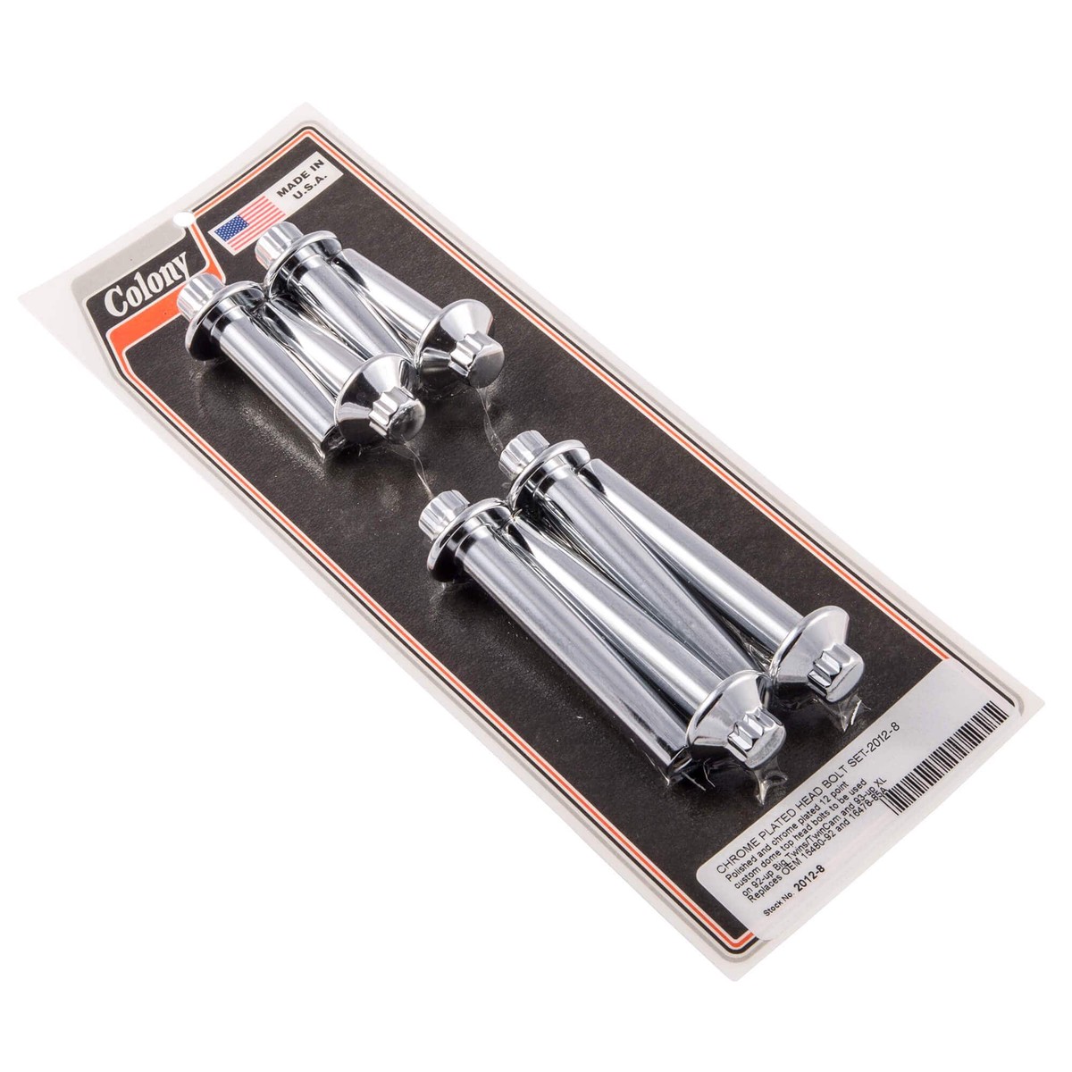 #2012-8 Head Bolt Set 12 Point 1992-Up Harley-Davidson Big Twin 1993-Up XL - Chrome Plated