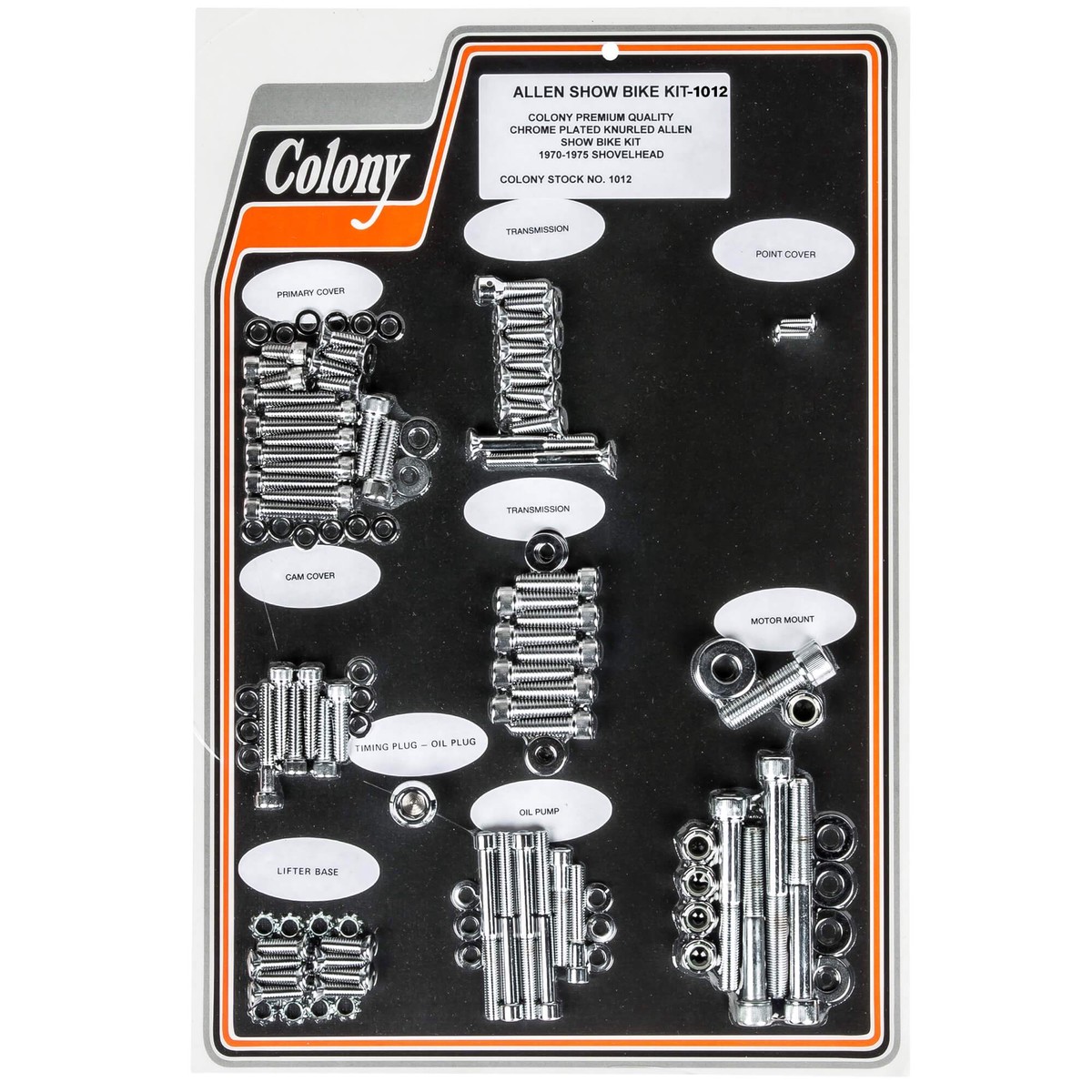 #1012 Complete Show Bike Kit Knurled Allen Hardware 1970-1975 Harley-Davidson Shovelhead - Chrome Plated